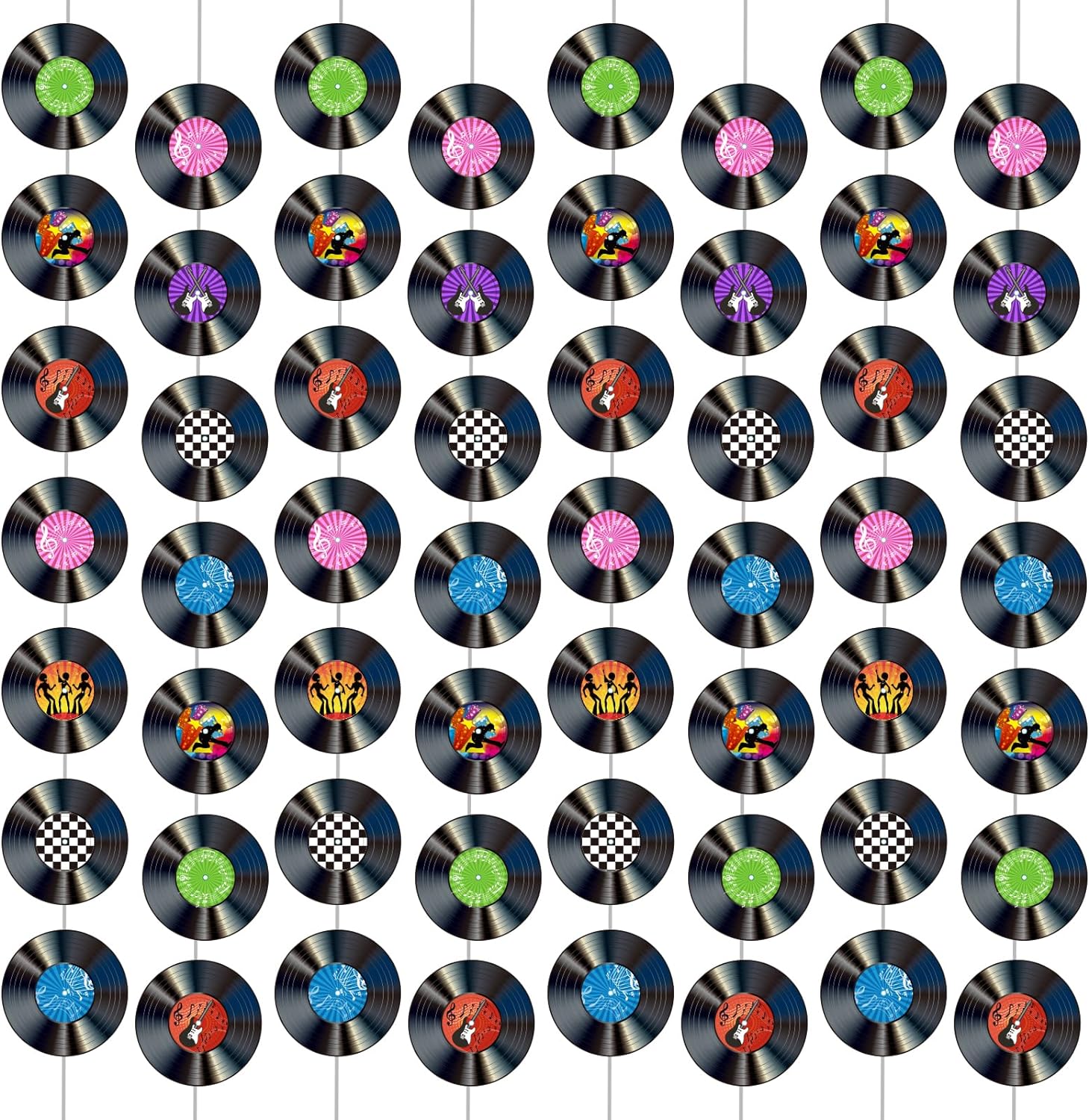 12 PCS Vinyl Record Banners 50s Party Decor