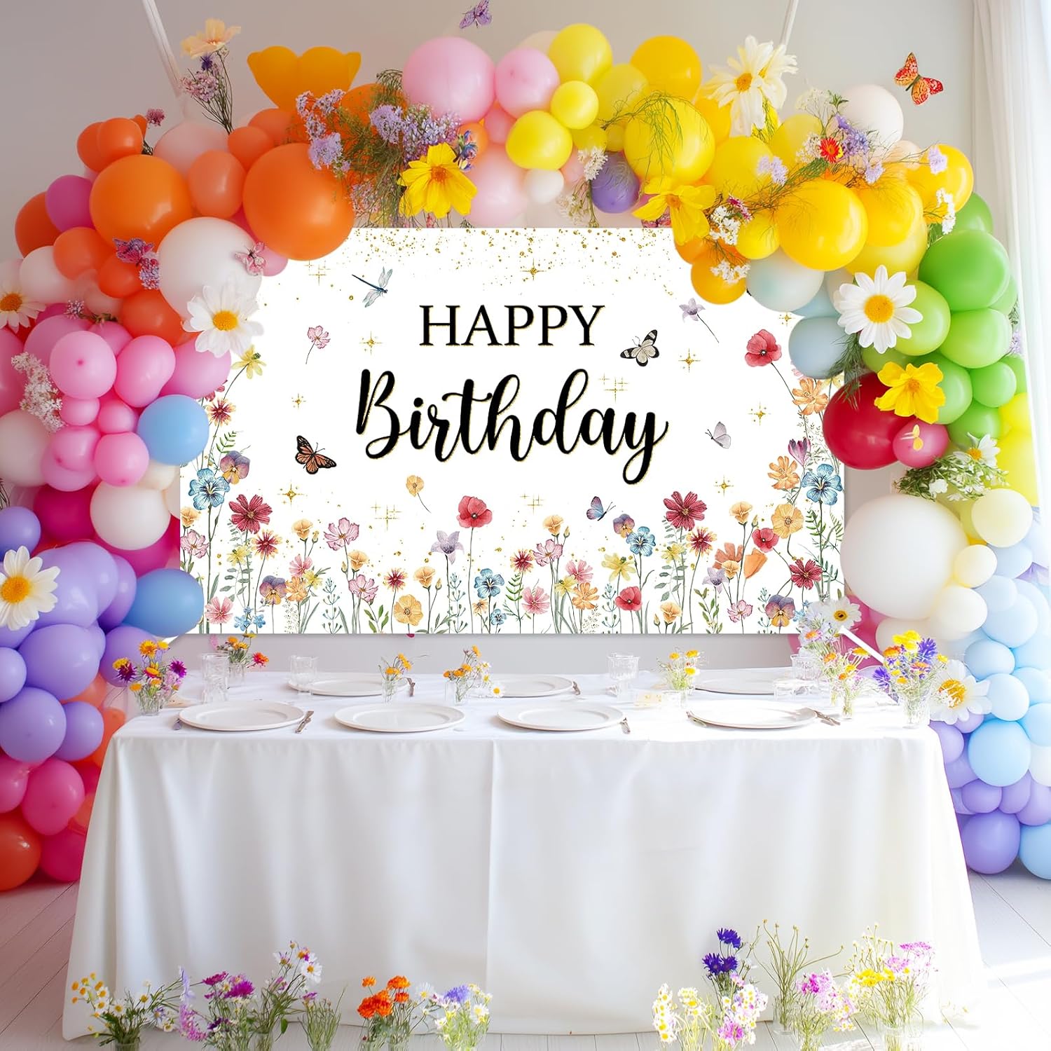 Avezano Wildflower Birthday Banner 6x36ft