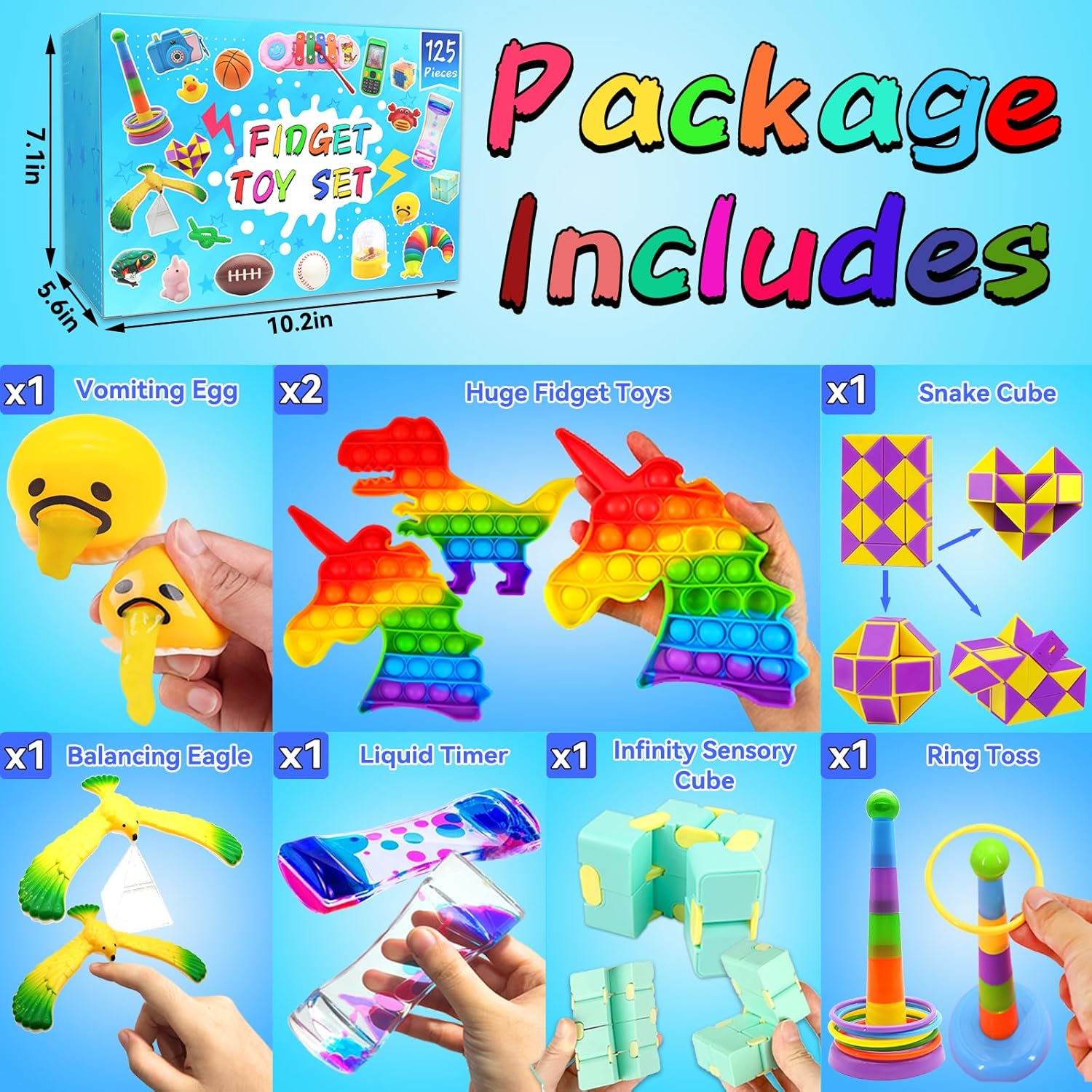 125 Piece Fidget Toy Assortment for Kids 4-12