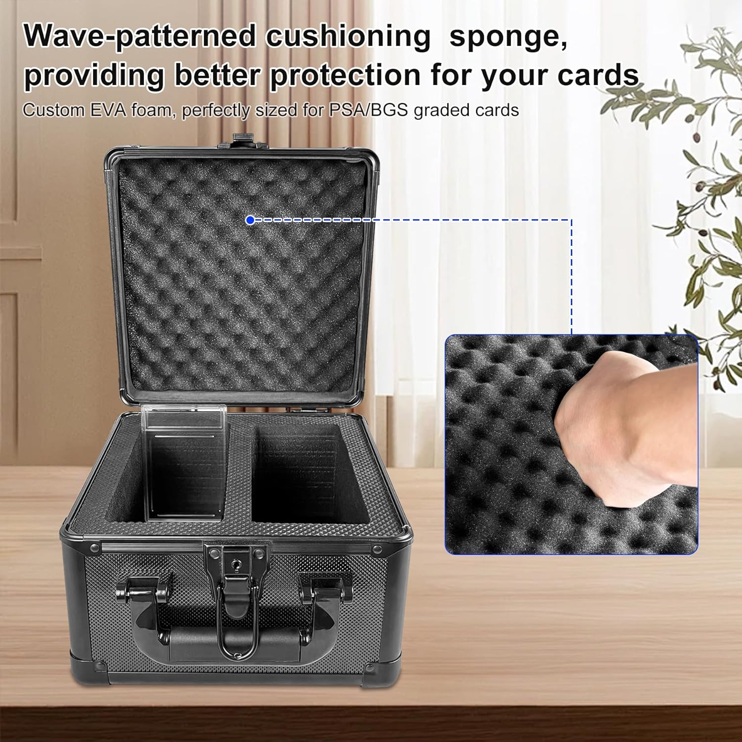 Aluminum Alloy Graded Card Storage Box with Two Rows Black