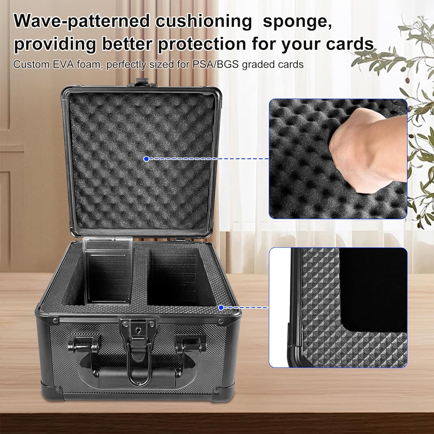 Aluminum Alloy Graded Card Storage Box with Two Rows Black