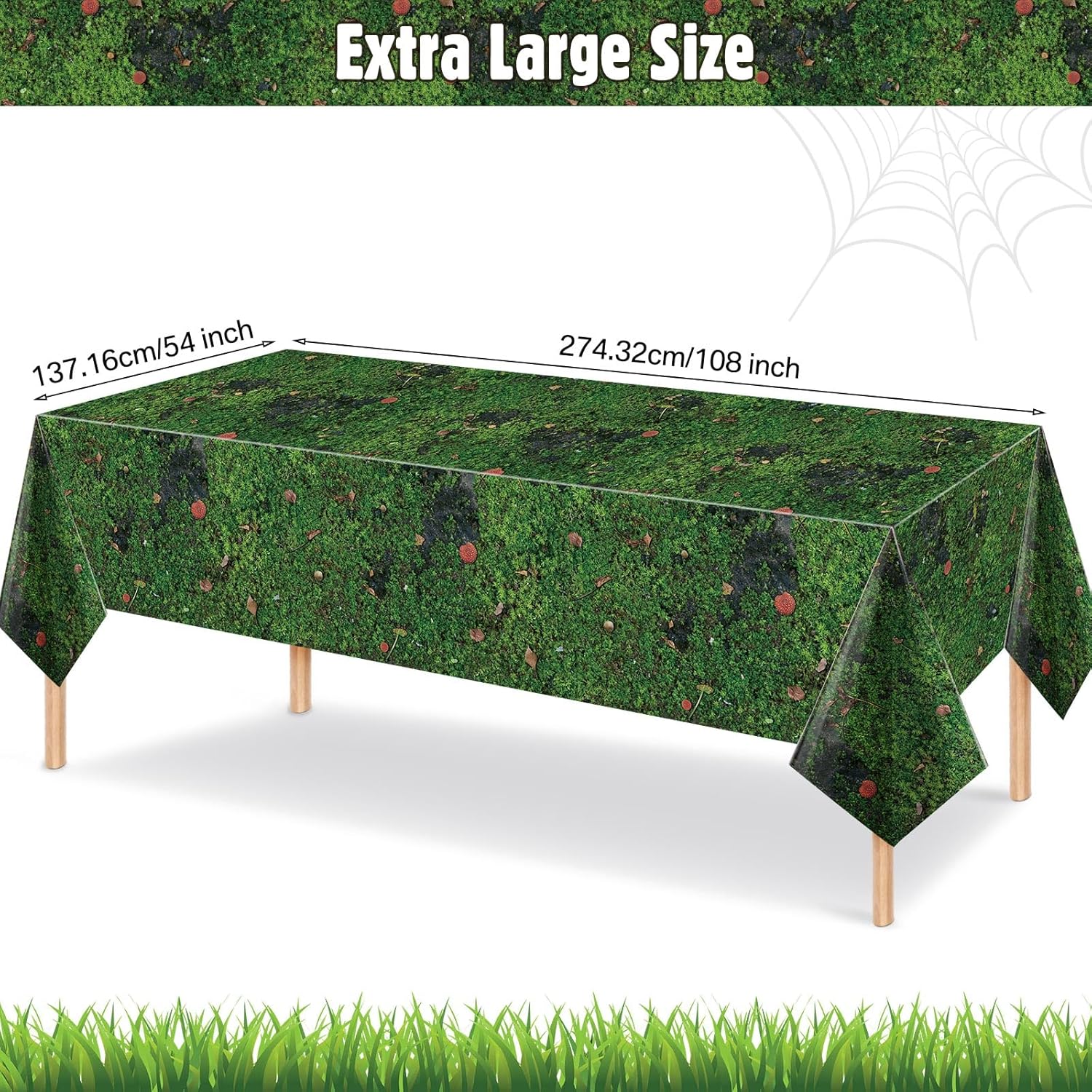 Tiamon 3 Pcs Green Moss Tablecloth for Forest Themed Parties