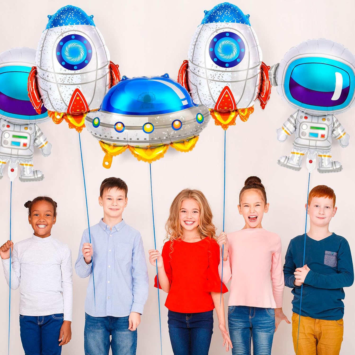 6 Pcs Astronaut UFO Rocket Foil Balloons for Kids