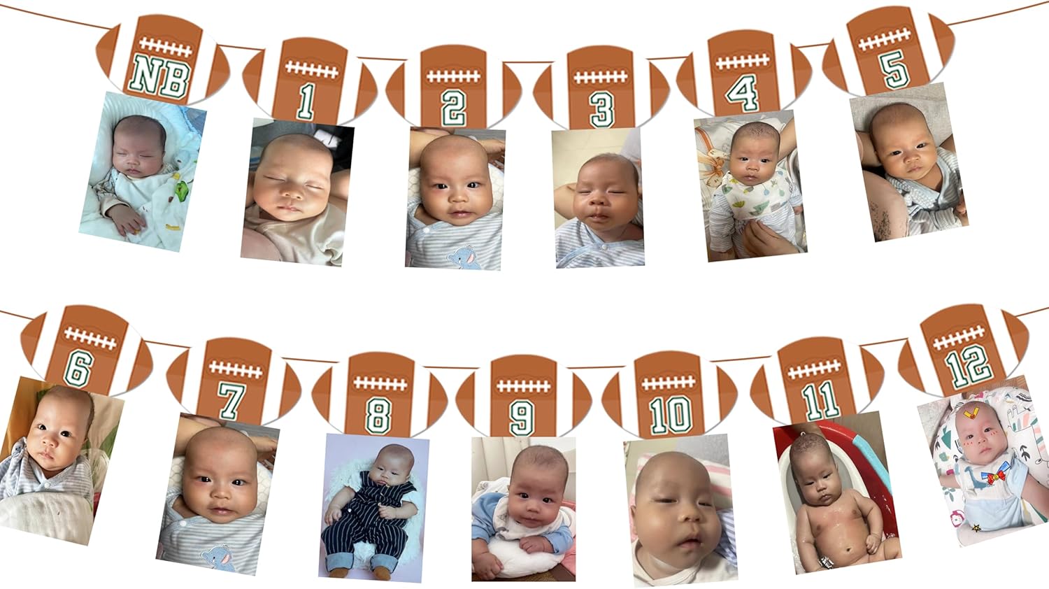 Football Birthday Photo Banner for Boys First Year Celebration