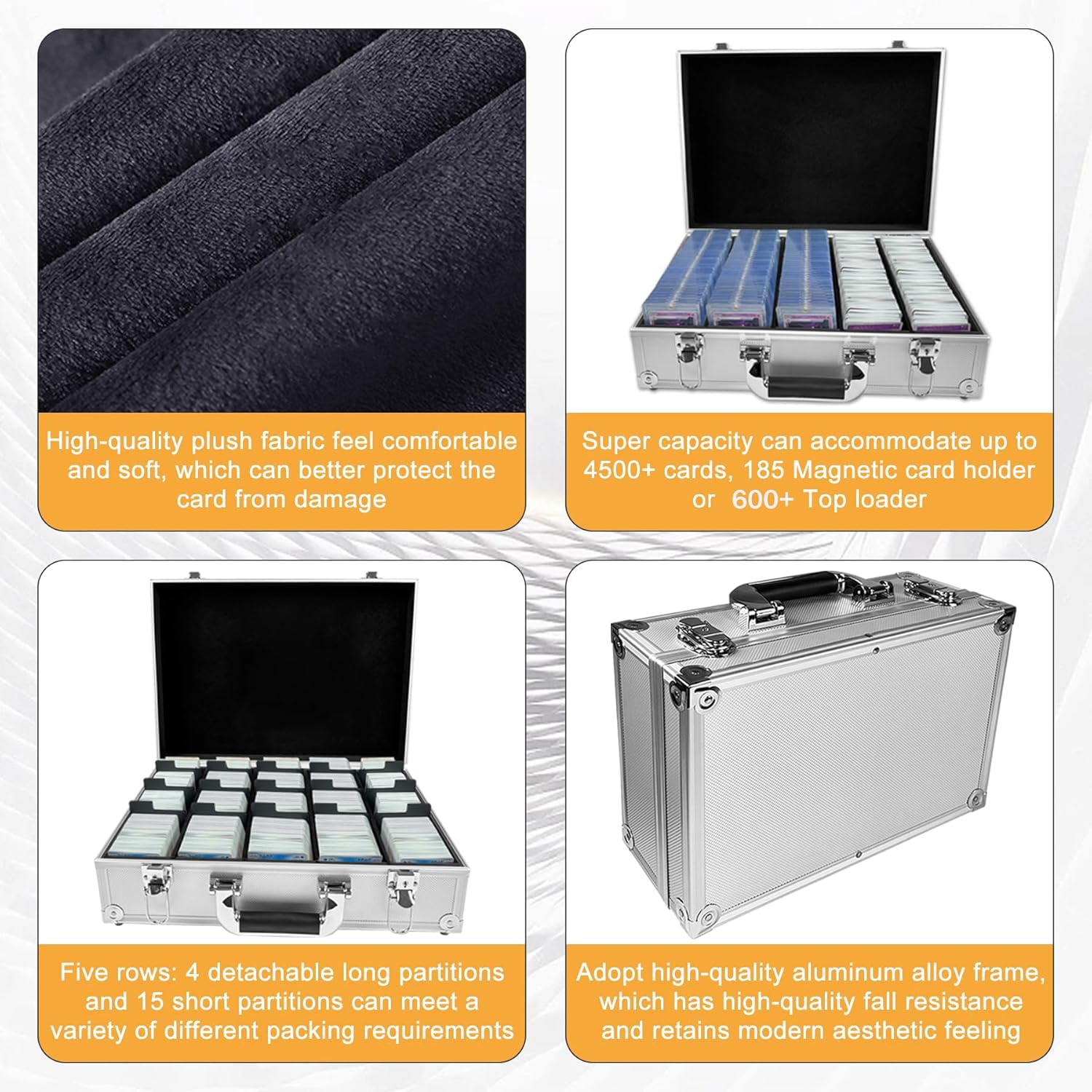 Large Capacity Card Storage Box with Detachable Partitions