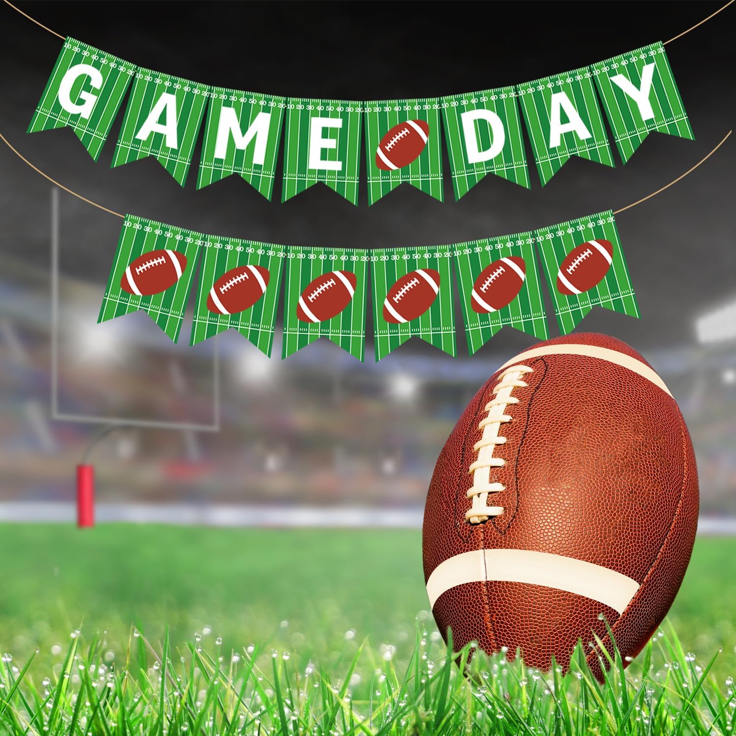 Doumeny 2Pcs Green Football Banner Garland Decor