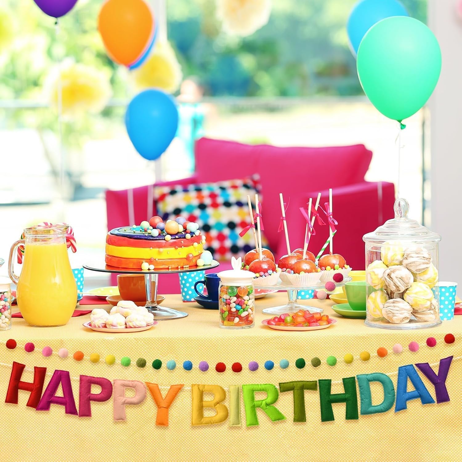 LOLStar Happy Birthday Felt Ball Garland