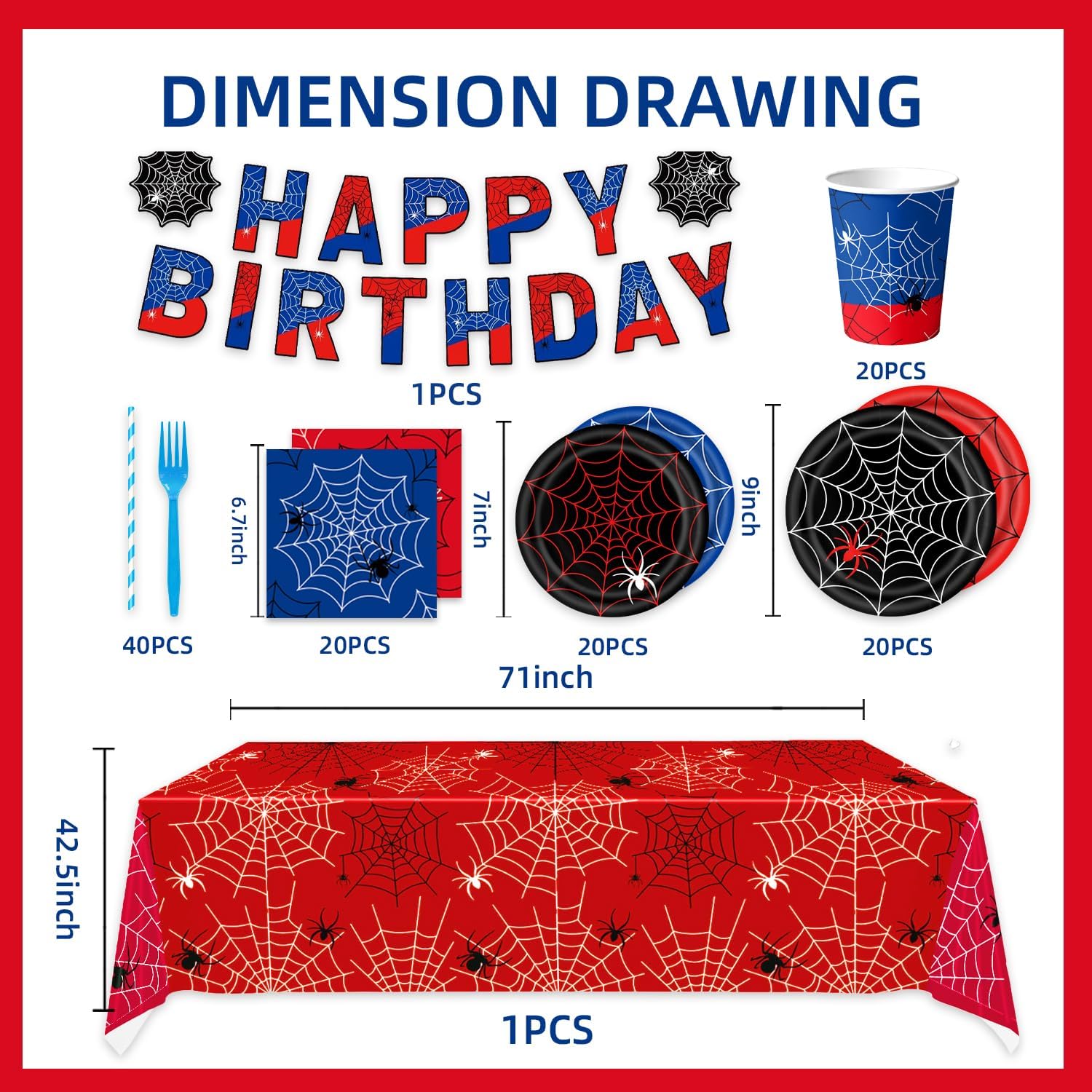 122pcs Spider Web Party Supplies Set for Halloween and Birthday