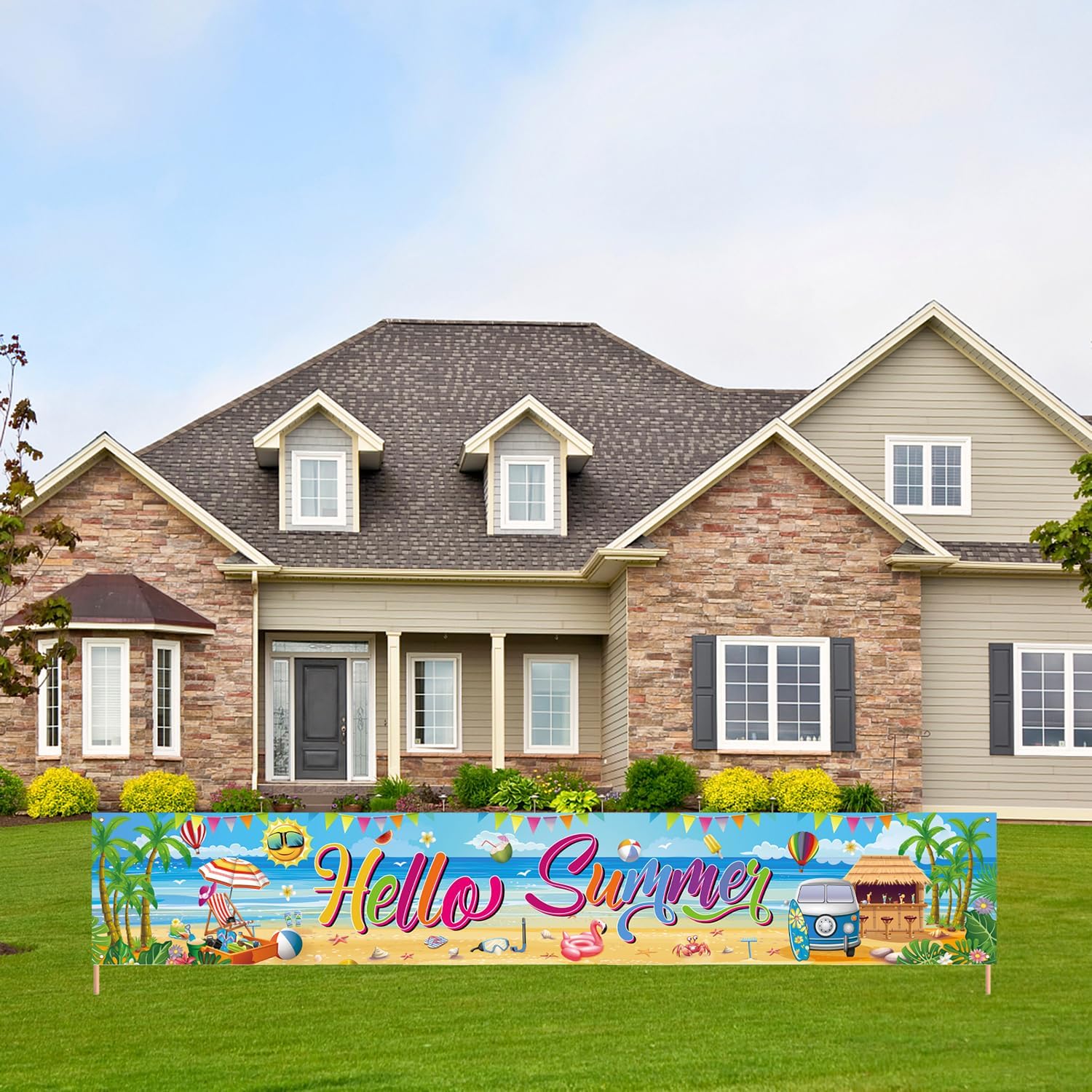 Hello Summer Party Decorations Extra Large Beach Banner