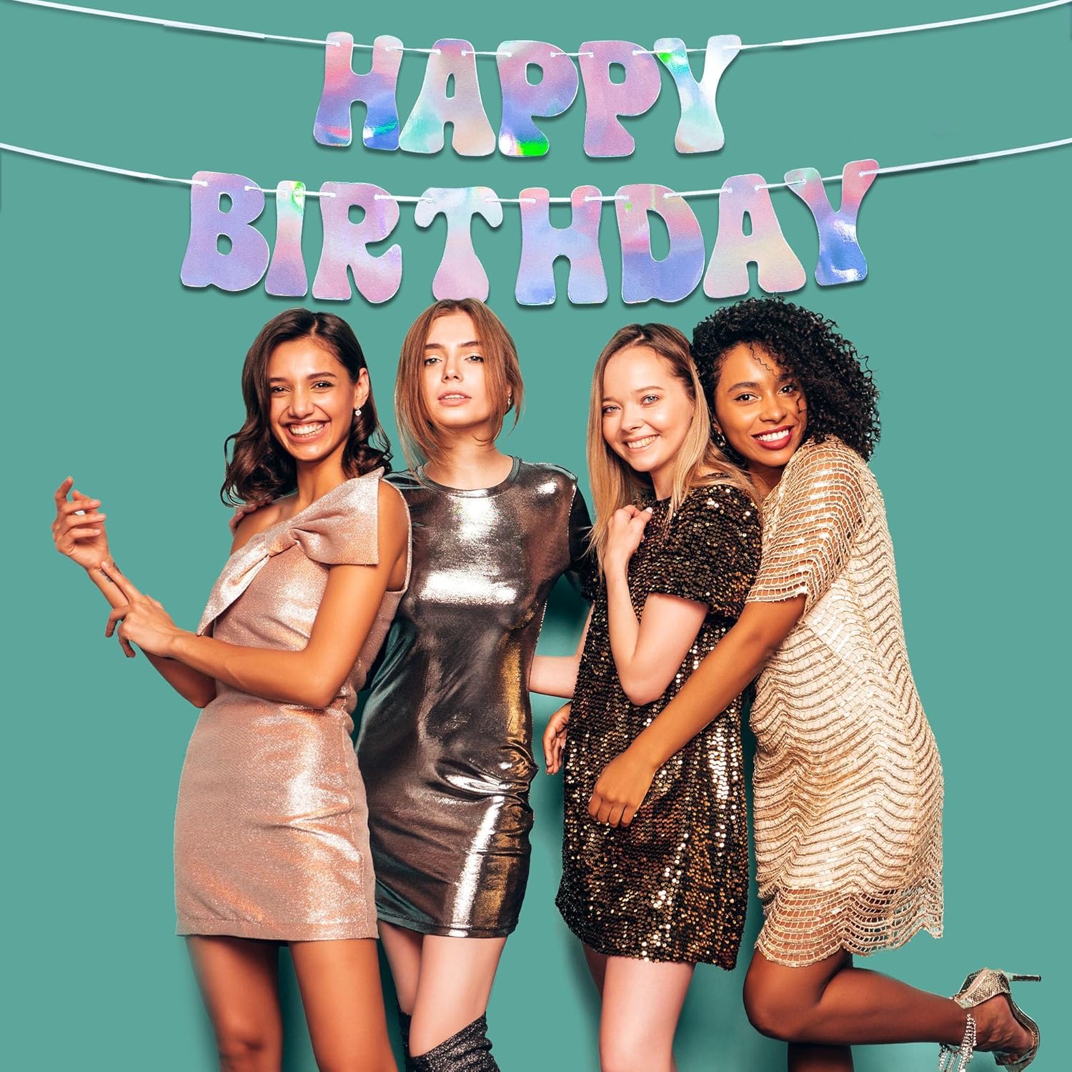 House of Party 6ft Iridescent Silver Happy Birthday Banner