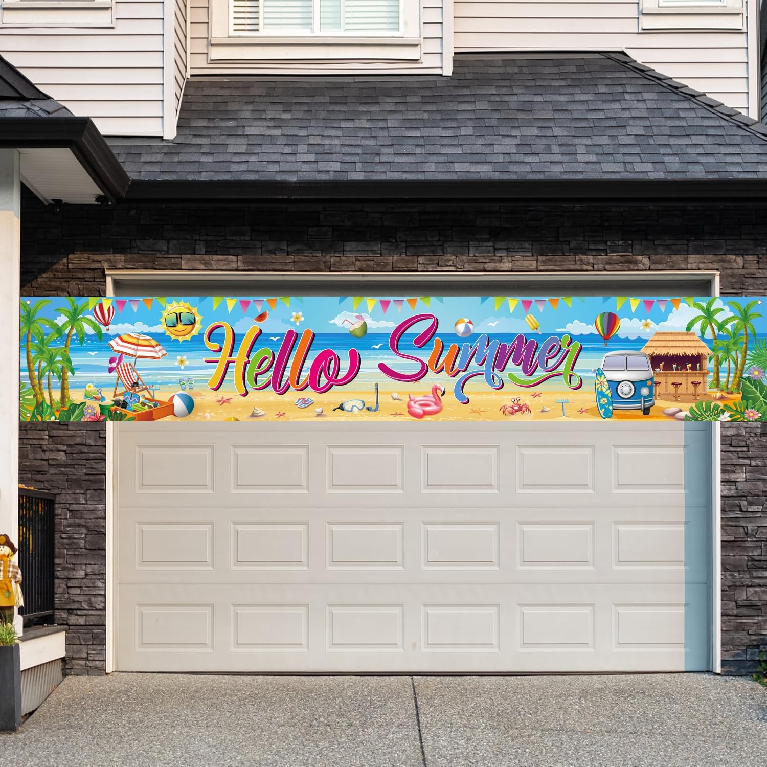 Hello Summer Party Decorations Extra Large Beach Banner