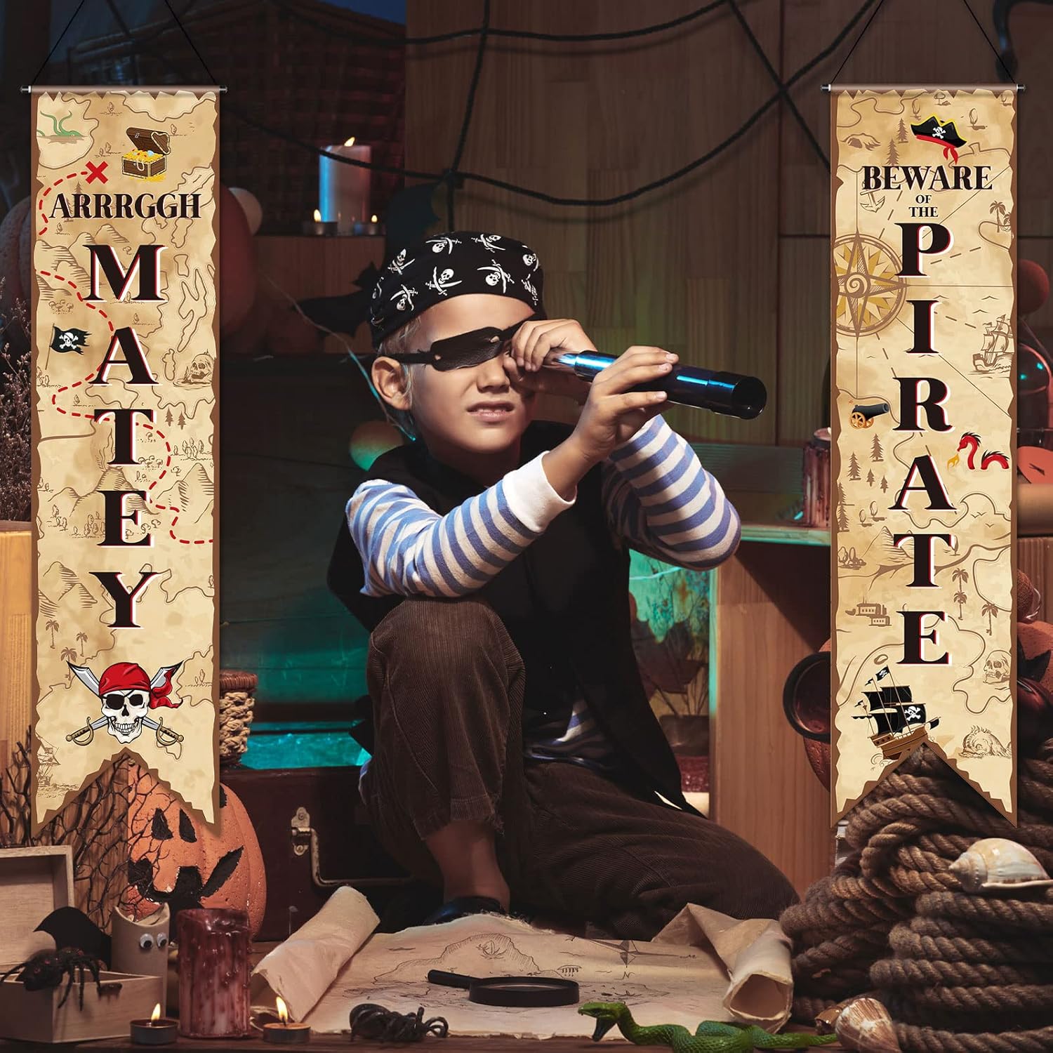 Tegeme Pirate Party Banners Treasure Hunt Decor