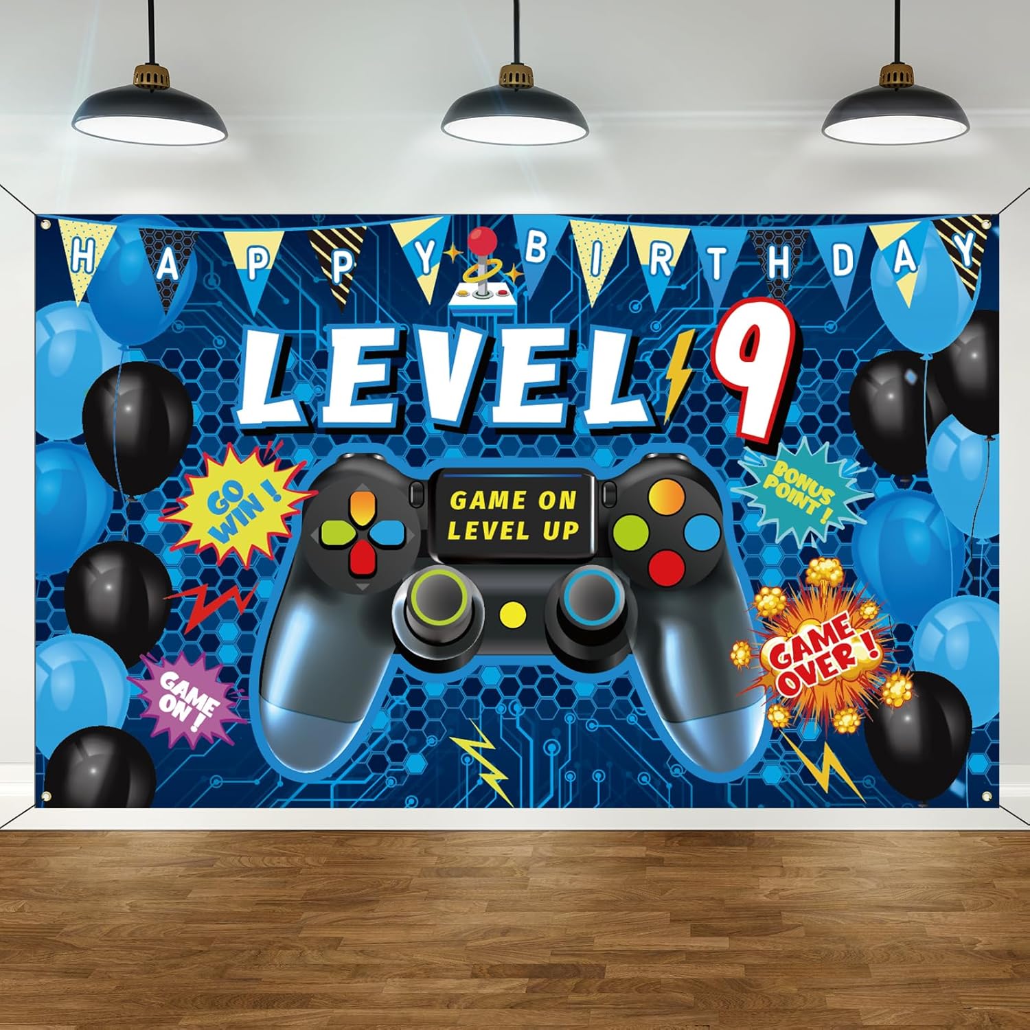 Vlipoeasn 9th Birthday Video Game Backdrop Banner