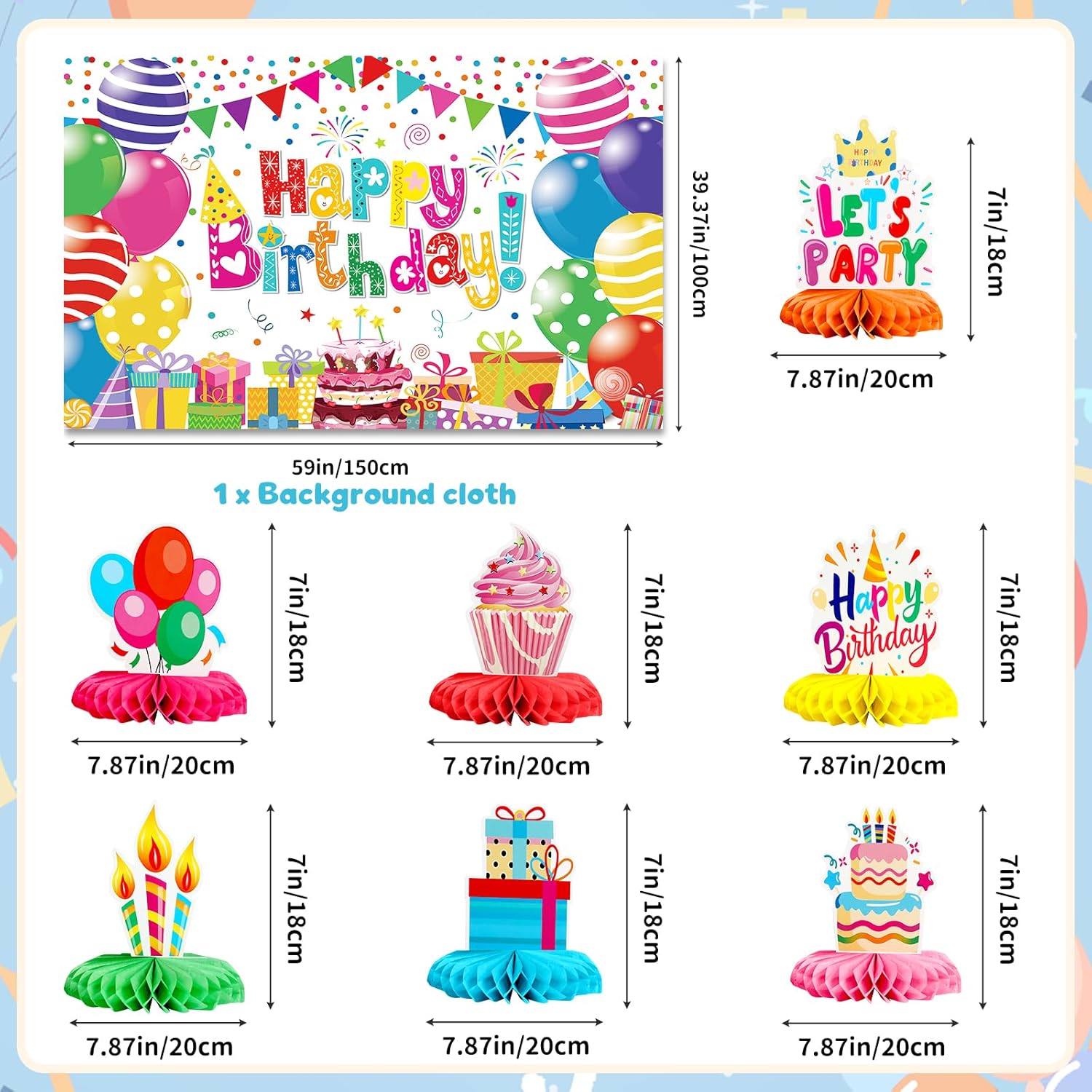 Happy Birthday Decorations 170pcs Party Supplies Kit