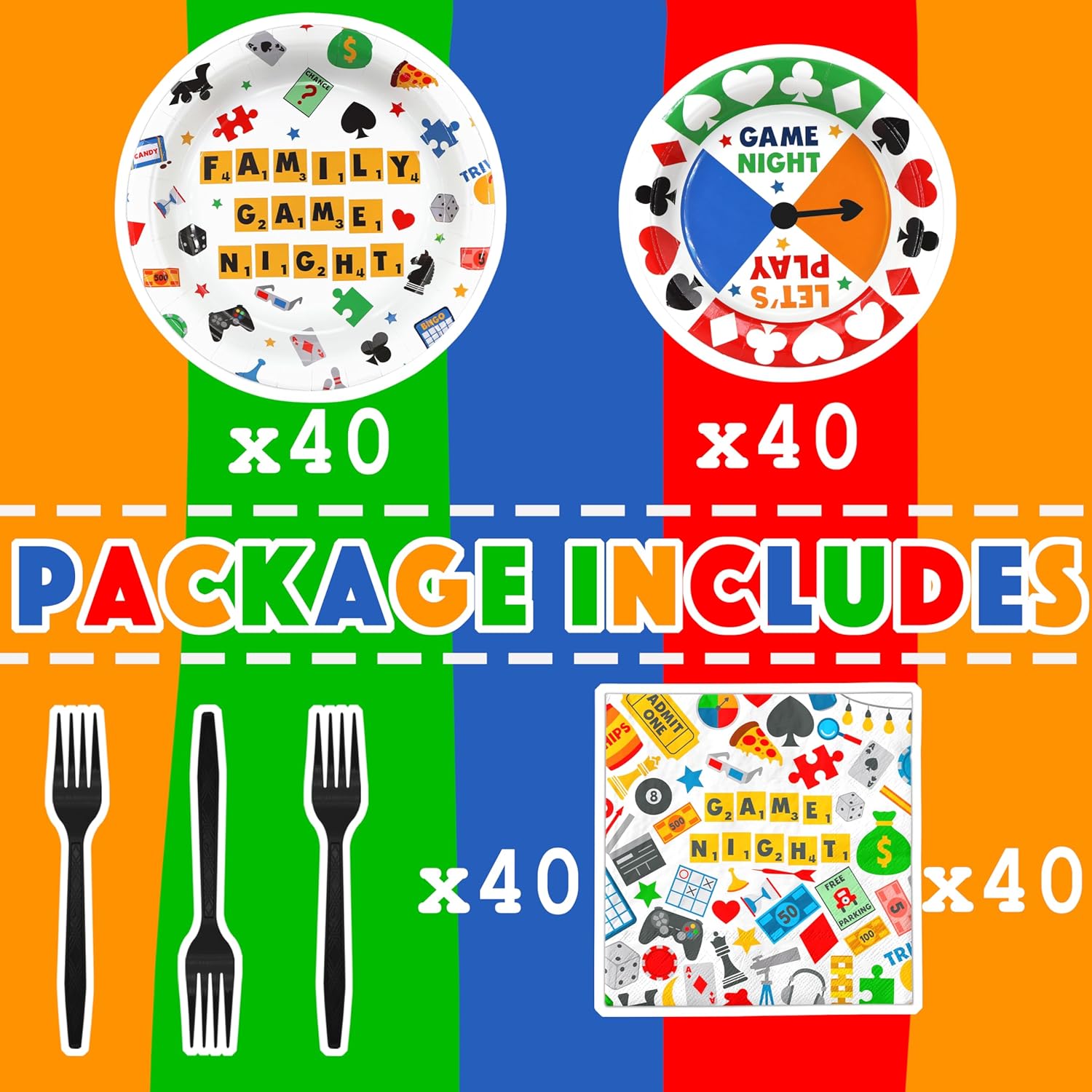 Game Night Party Decorations Set 40 Pieces