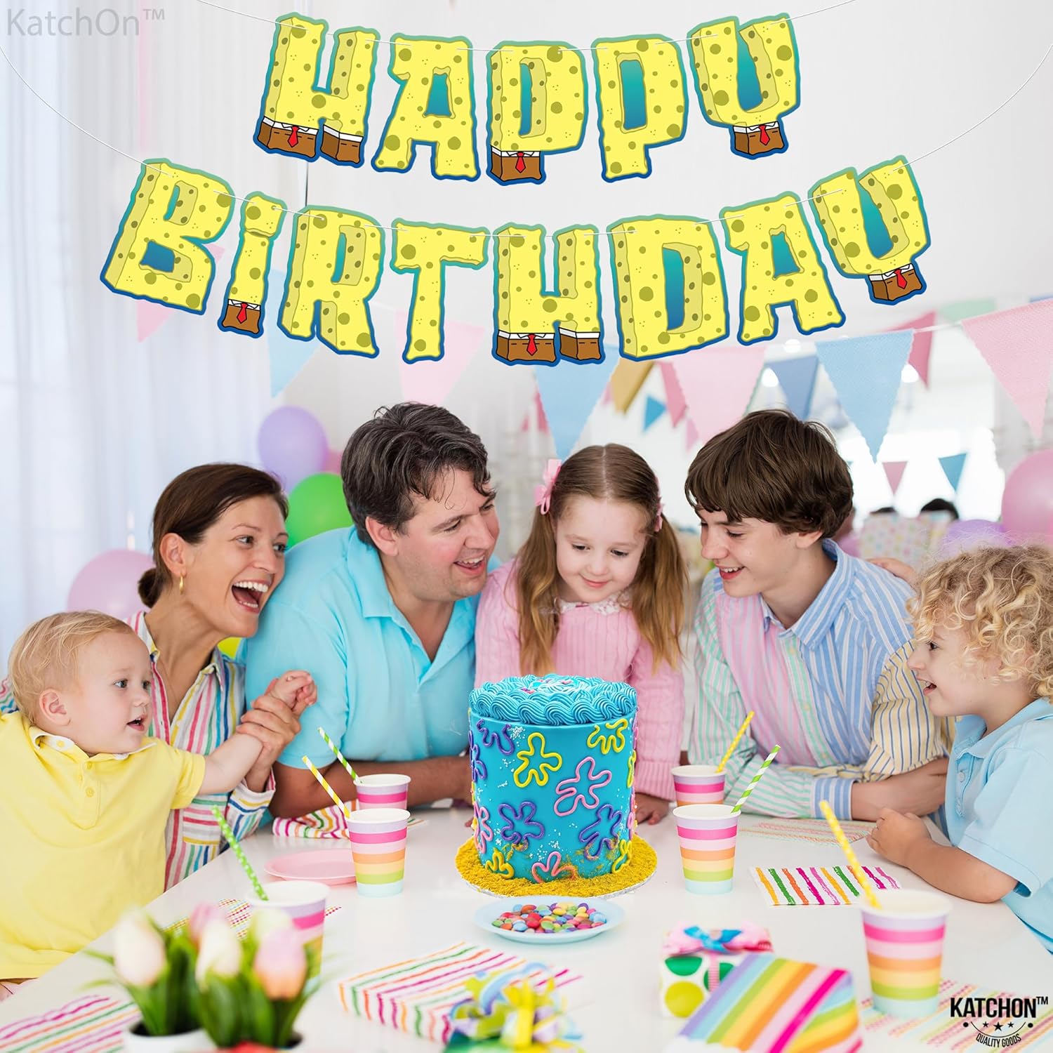 KatchOn 10 Foot Yellow Happy Birthday Banner