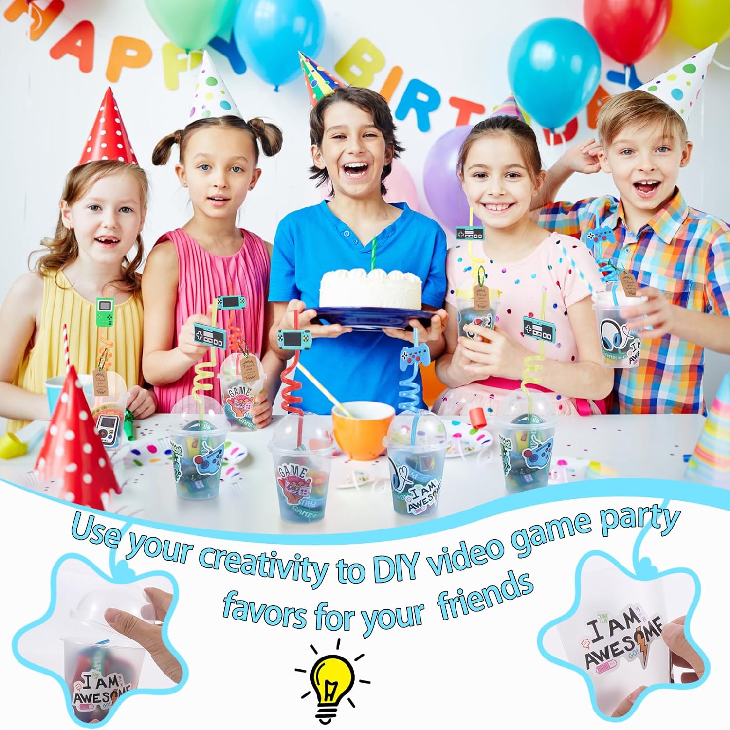 LiYiQ 292 Pcs Video Game Party Favors Set