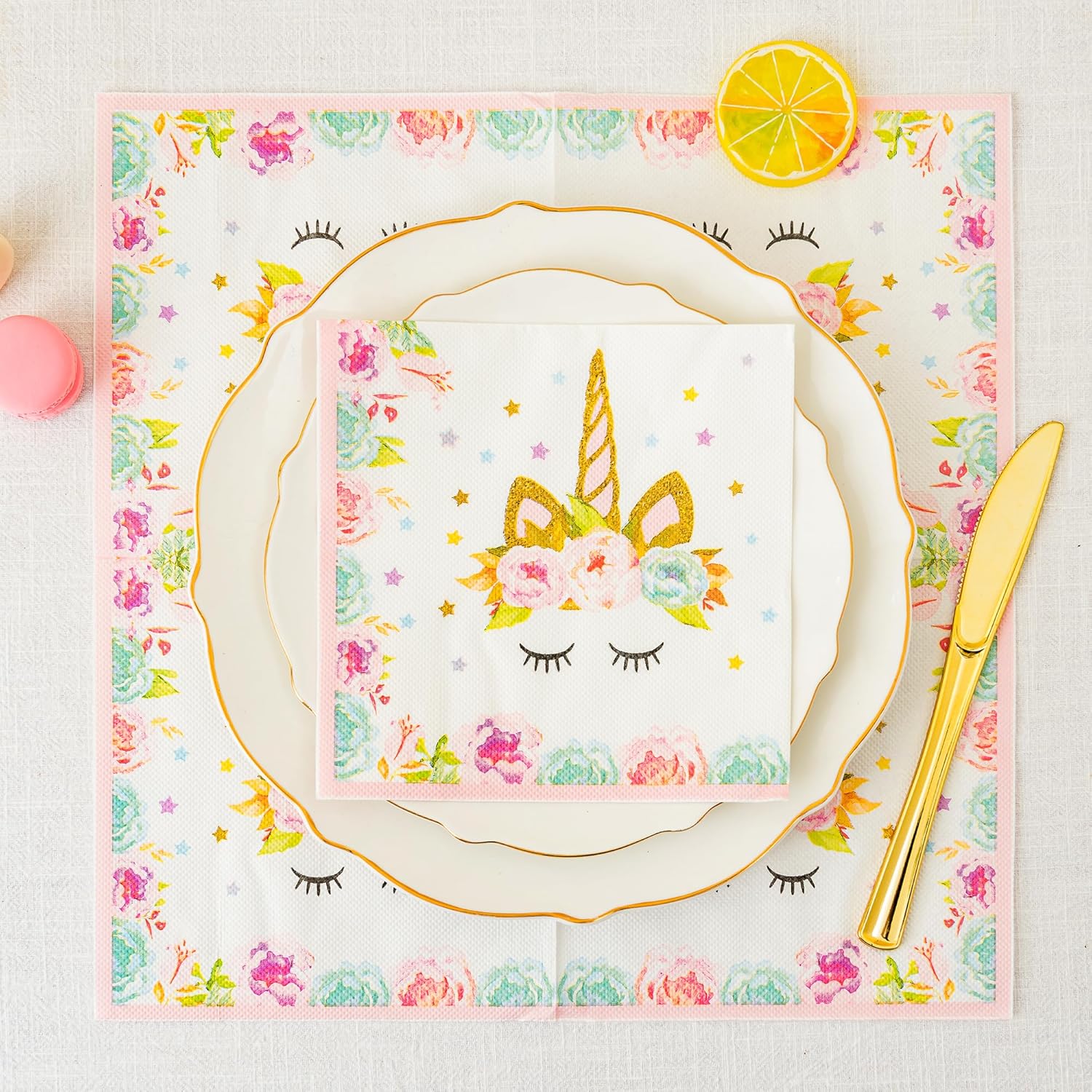 Calculs Unicorn Napkins 65 Inch Square 20 Pack