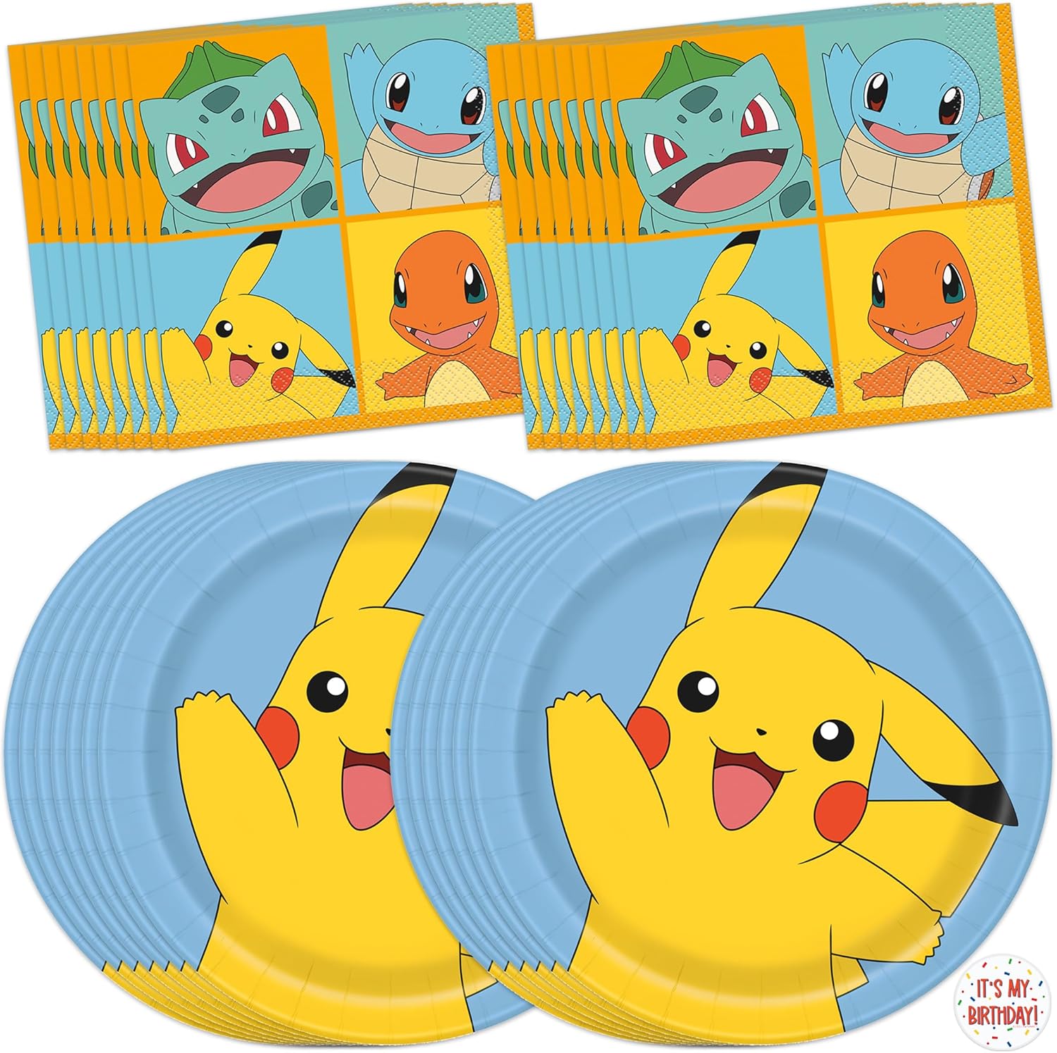 Pokemon Party Plates and Napkins for 16
