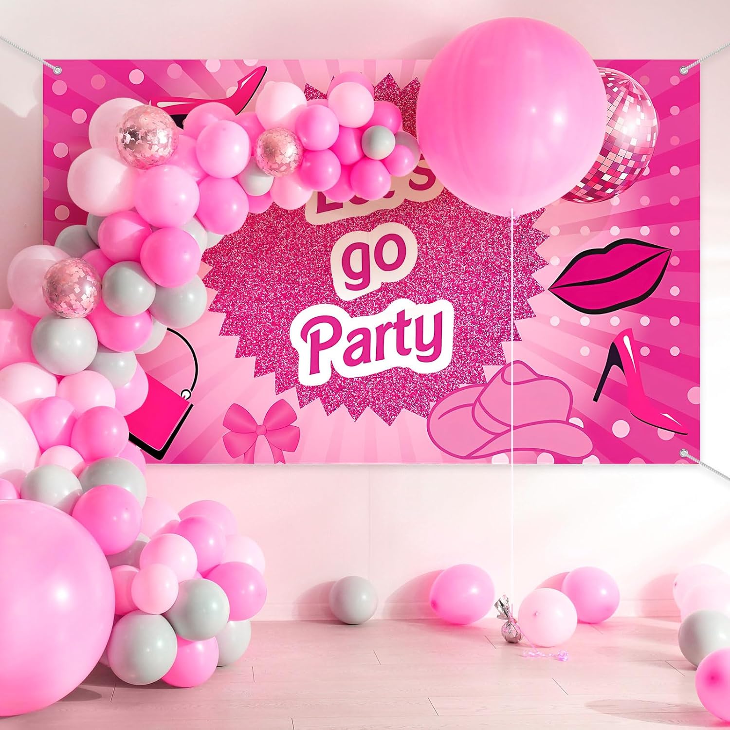 Pink Lets Go Party Banner 6x36ft Decorations