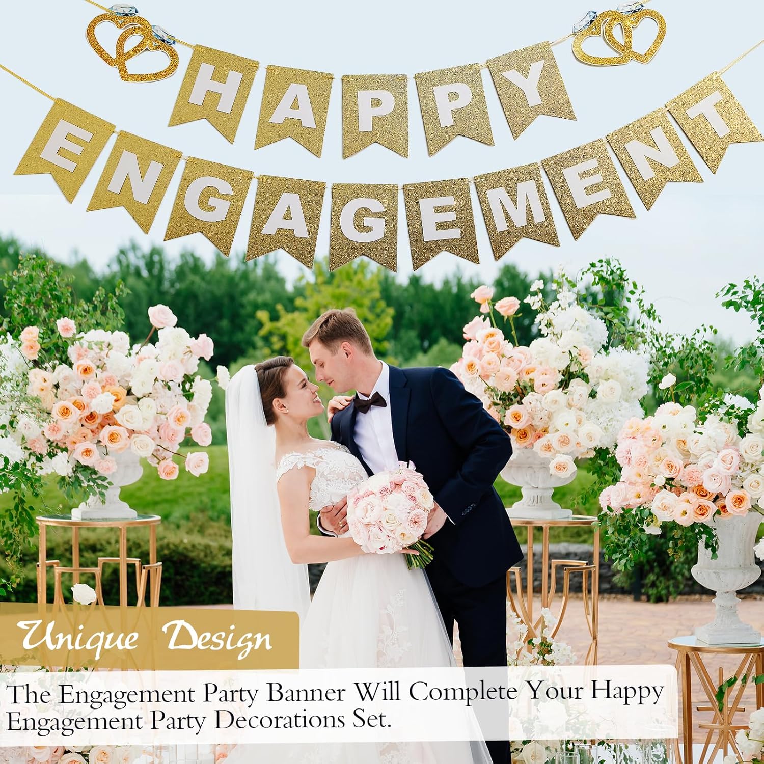 GOGOBAY Happy Engagement Pre-Strung Banner