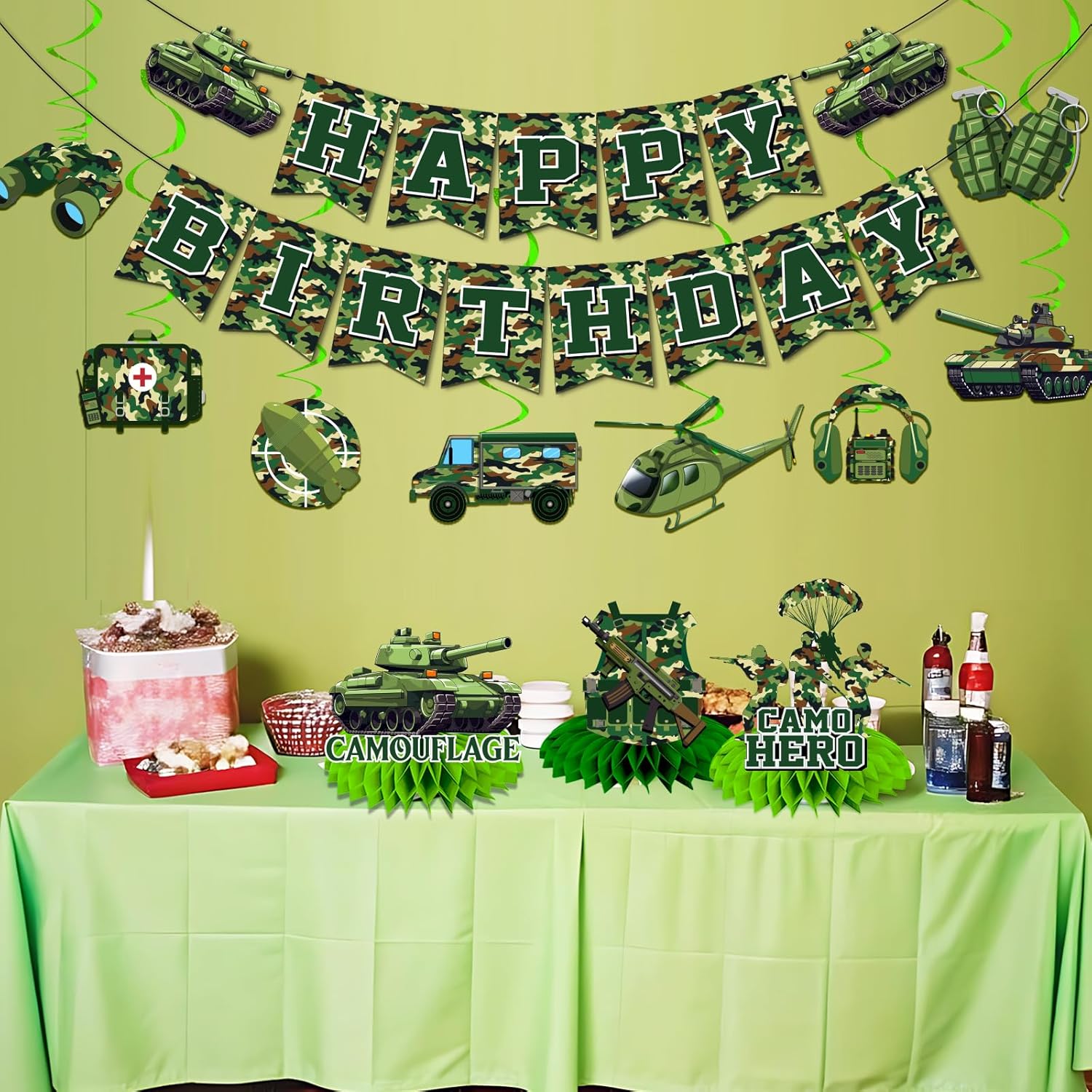 Camo Birthday Decorations for Boys Army Party Supplies
