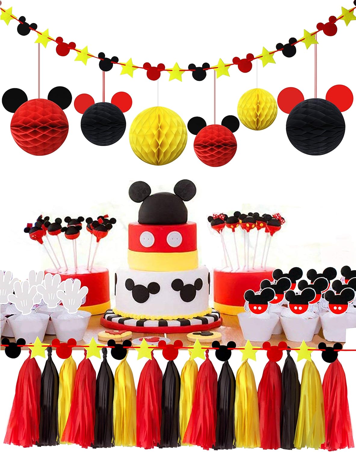 MOAXMOA Party Decor Honeycomb Balls Garland Tassels Set