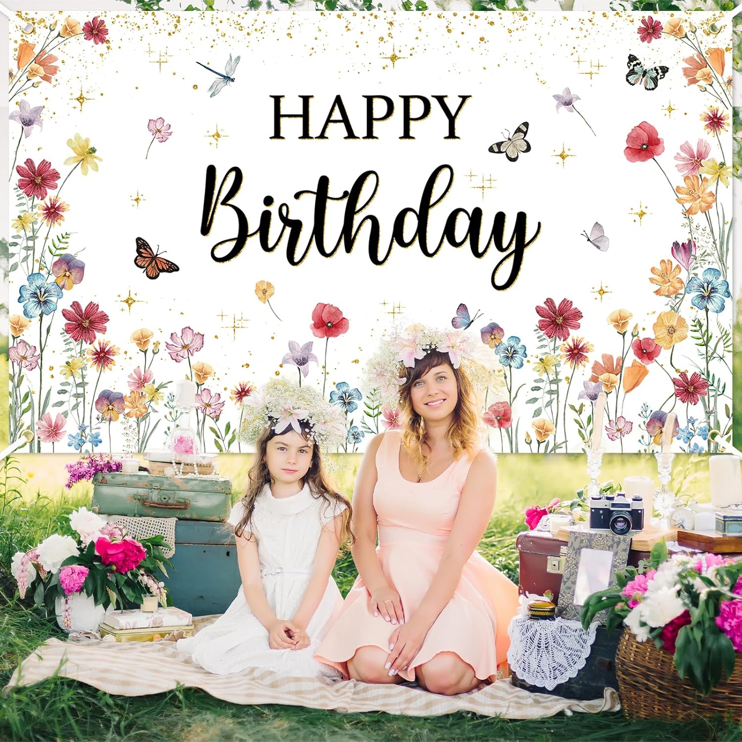 Avezano Wildflower Birthday Banner 6x36ft