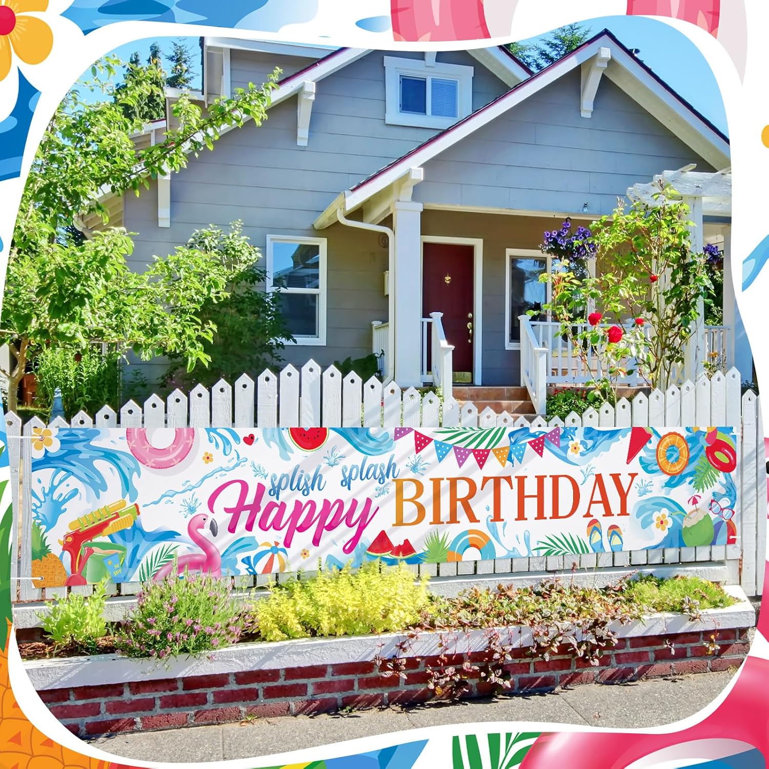 Splish Splash Summer Birthday Decor Banner 118 x 20 Inch