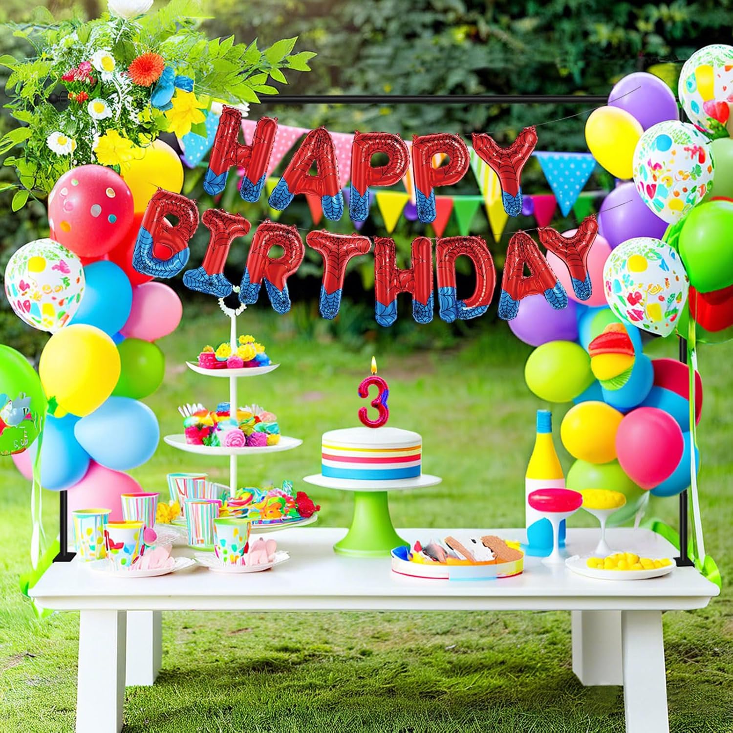 Spider Themed Birthday Banner and Candle Set