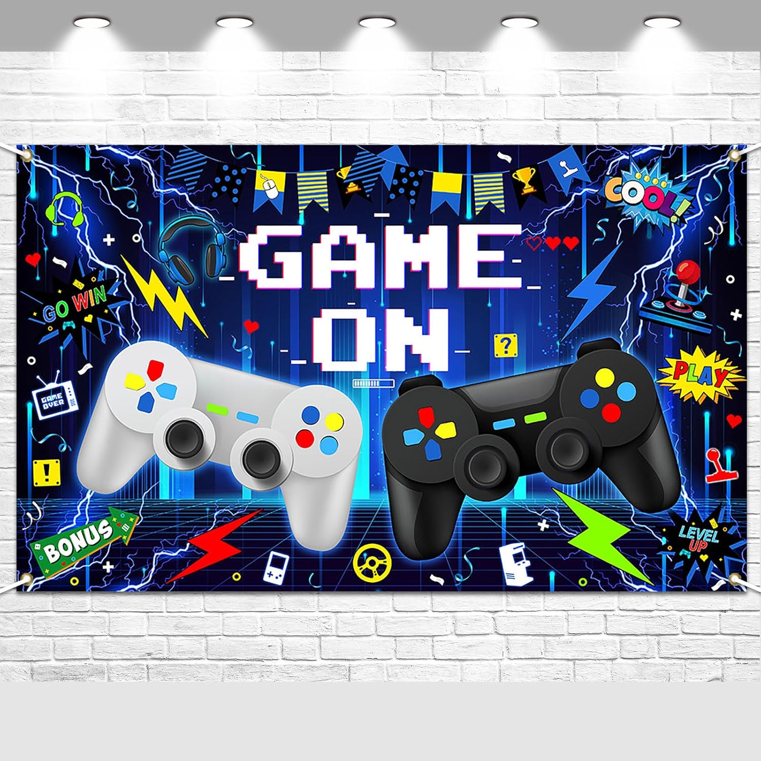 Avezano Video Game Birthday Party Banner for Kids 6x36 ft