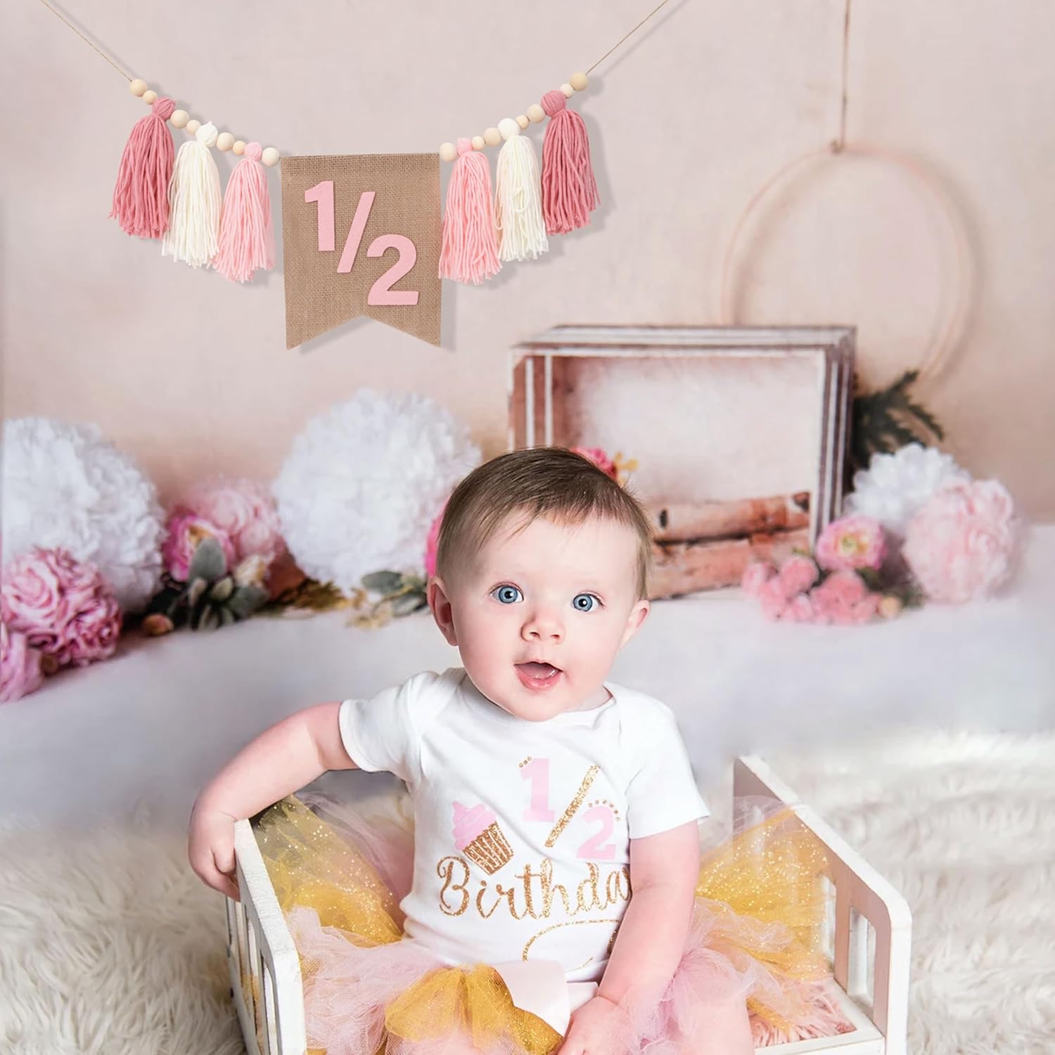 Wawuo Pink 12 Birthday High Chair Banner