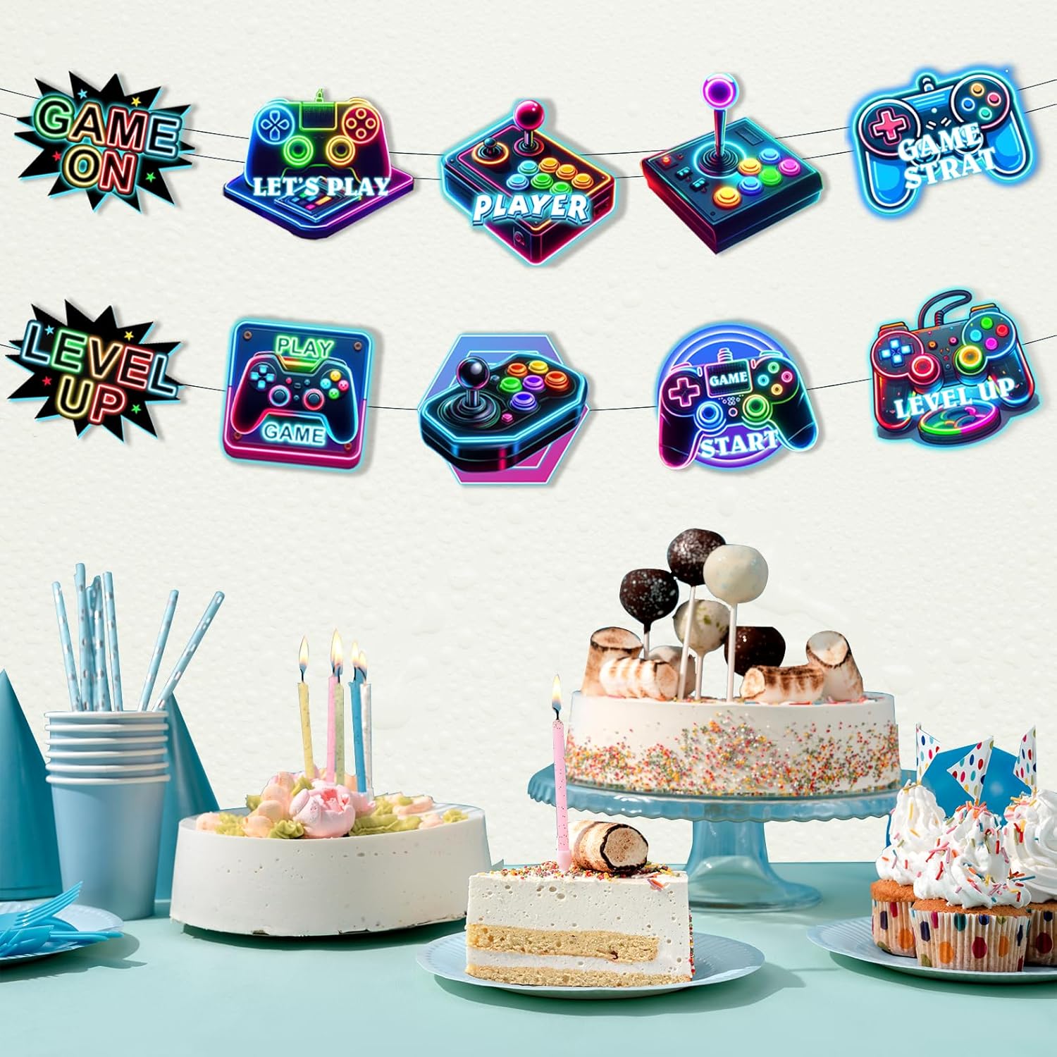 Wayyogh Video Game Party Decorations Door Banner Set