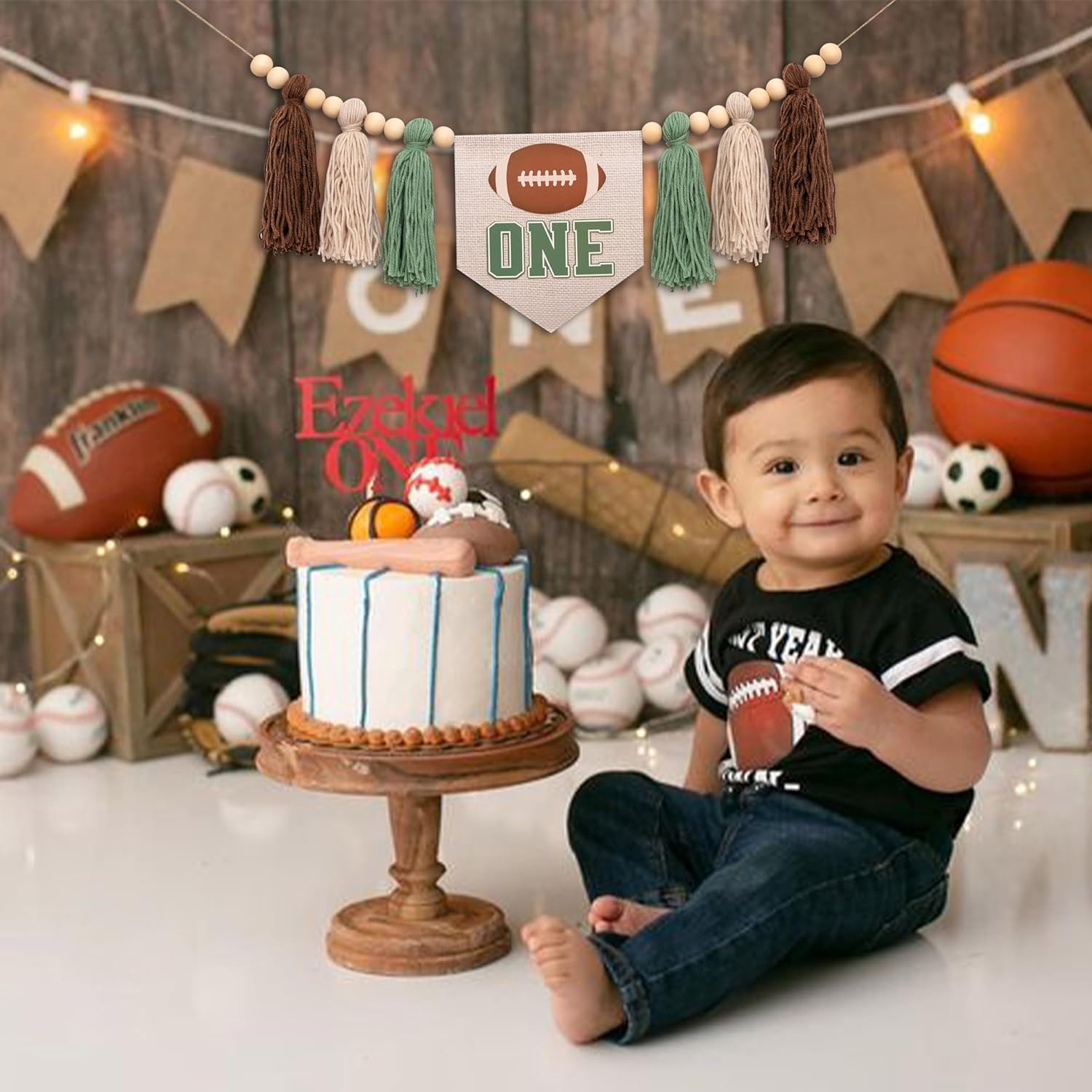 First Birthday High Chair Football Banner