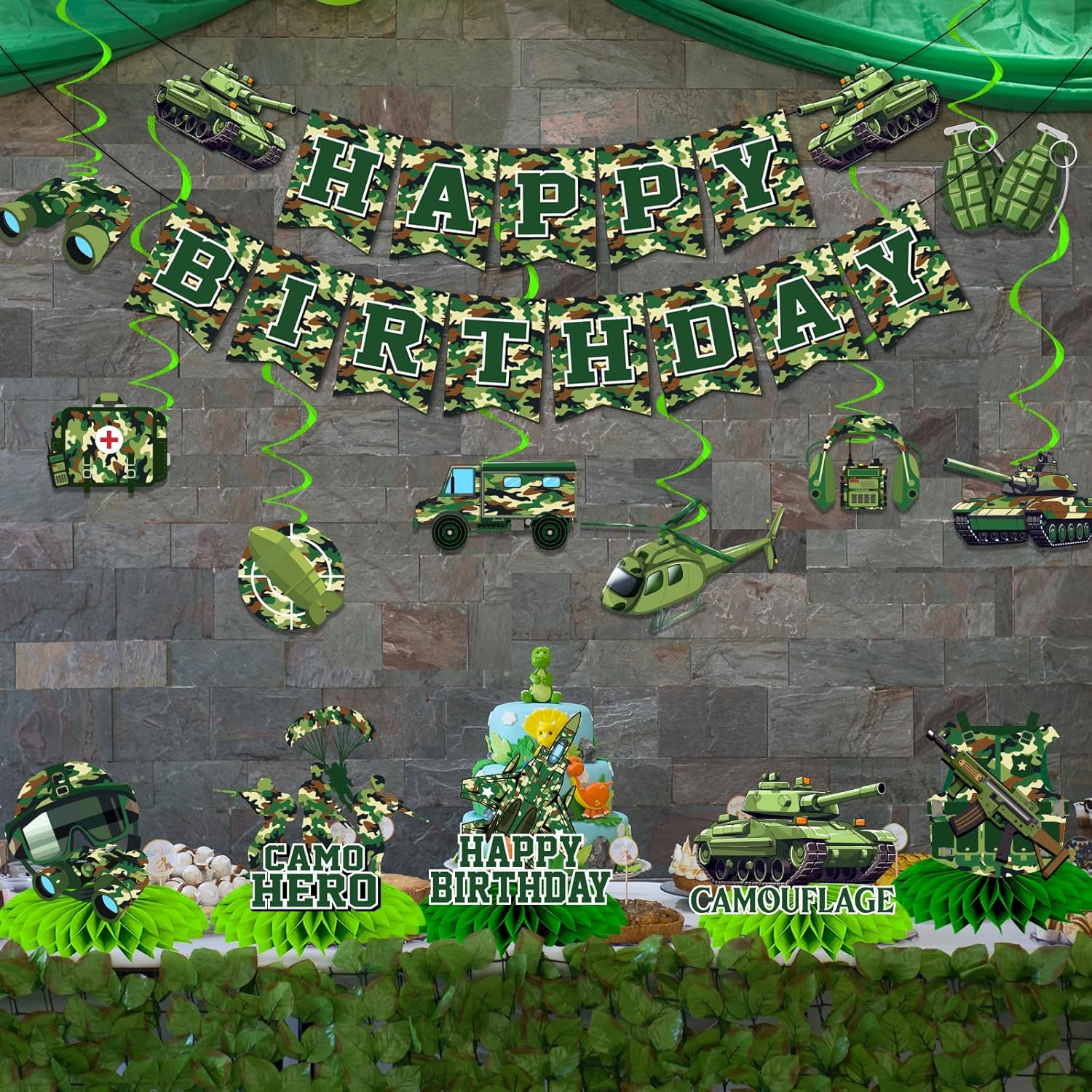 Camo Birthday Decorations for Boys Army Party Supplies