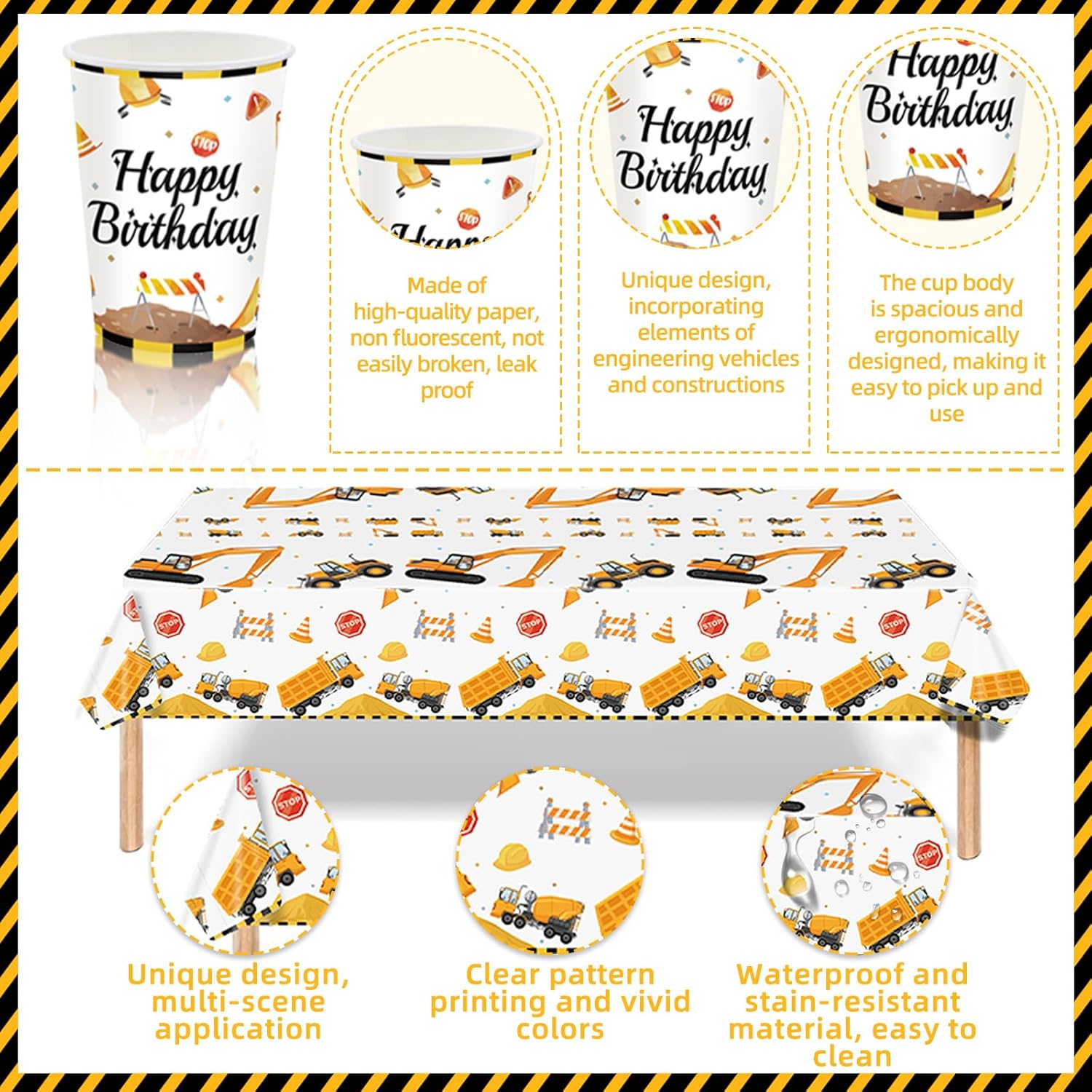 Construction Birthday Party Supplies for 24 Guests