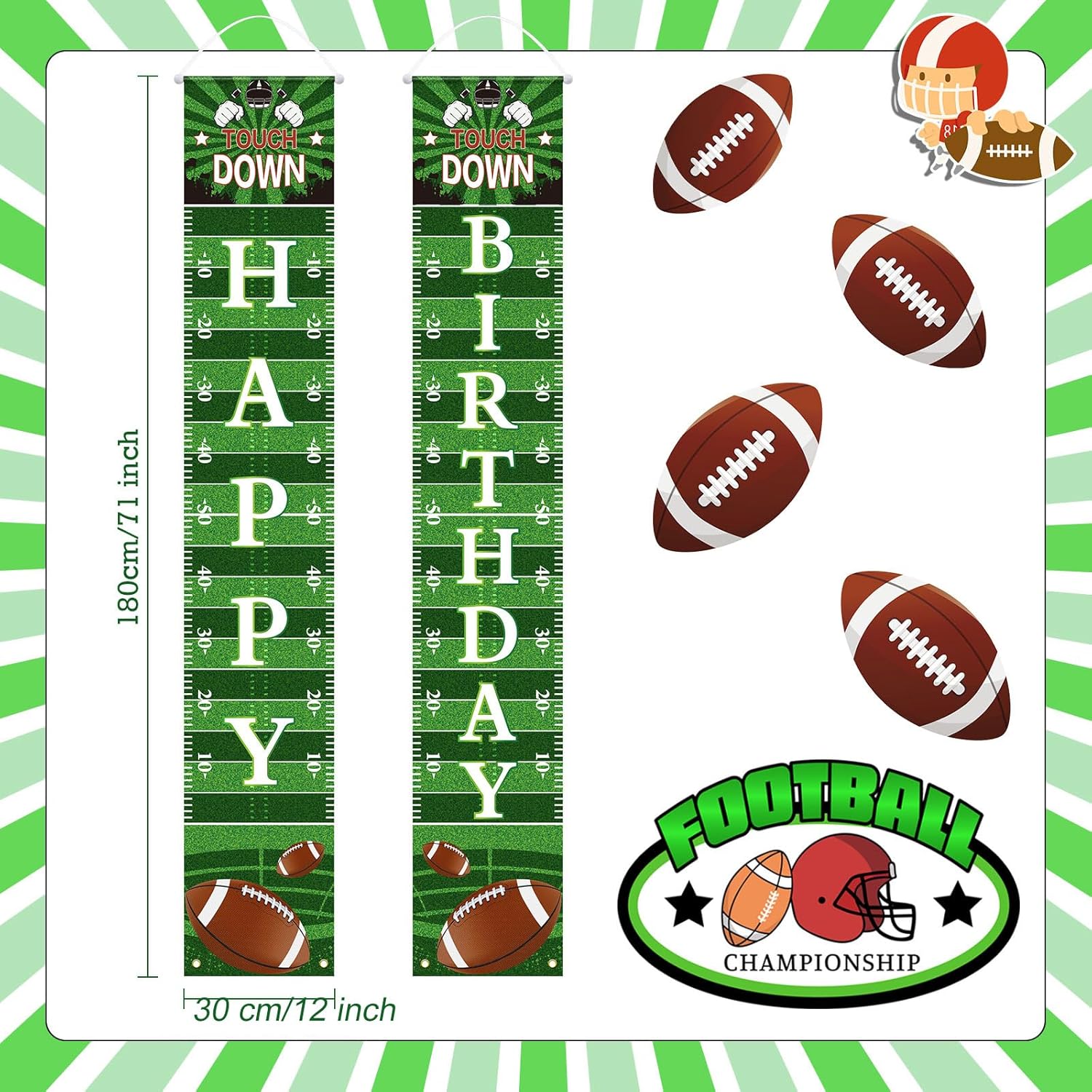 Batiyeer Football Birthday Decor Banner Sign