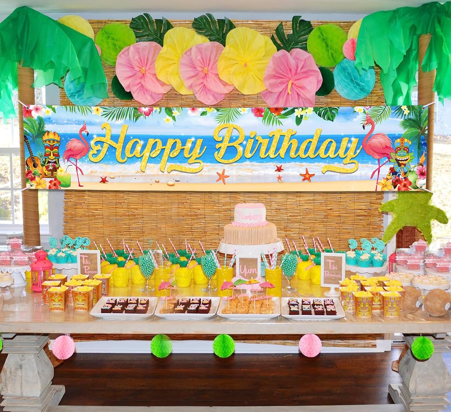 Tropical Luau Birthday Banner Decorations Yard Sign
