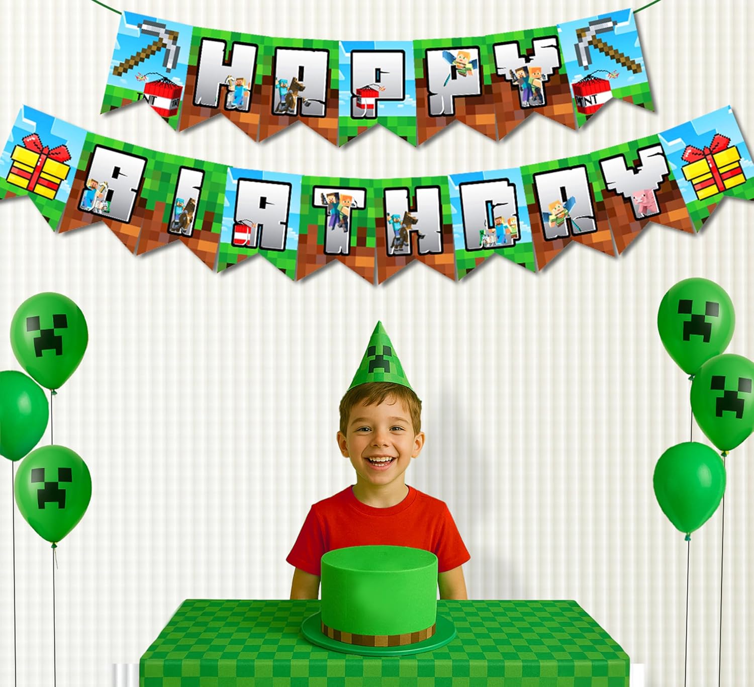 IndoTribe 10 Ft Pre-Strung Pixel Birthday Banner for Gamers