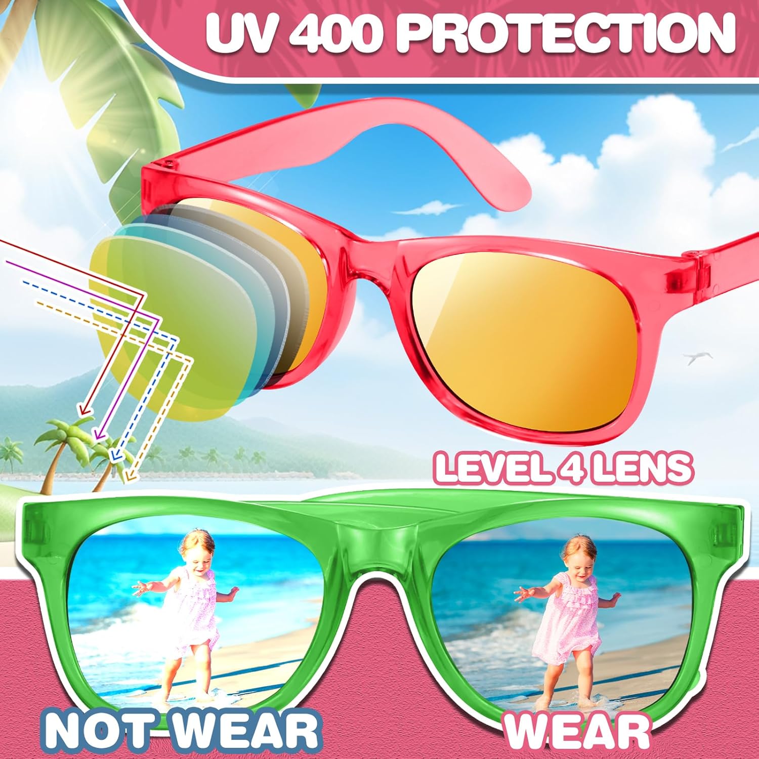 12 Pack Kids Sunglasses with UV400 Protection