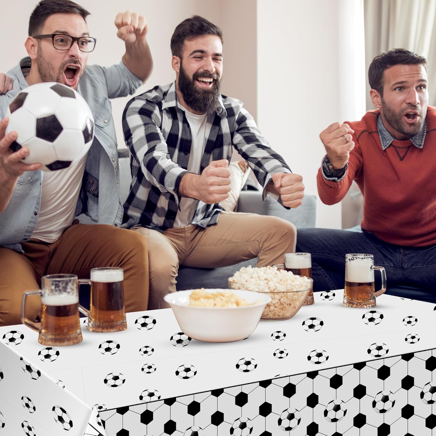 3 Pcs Soccer Party Tablecloths 54x108 Inches Ball Themed Decorations