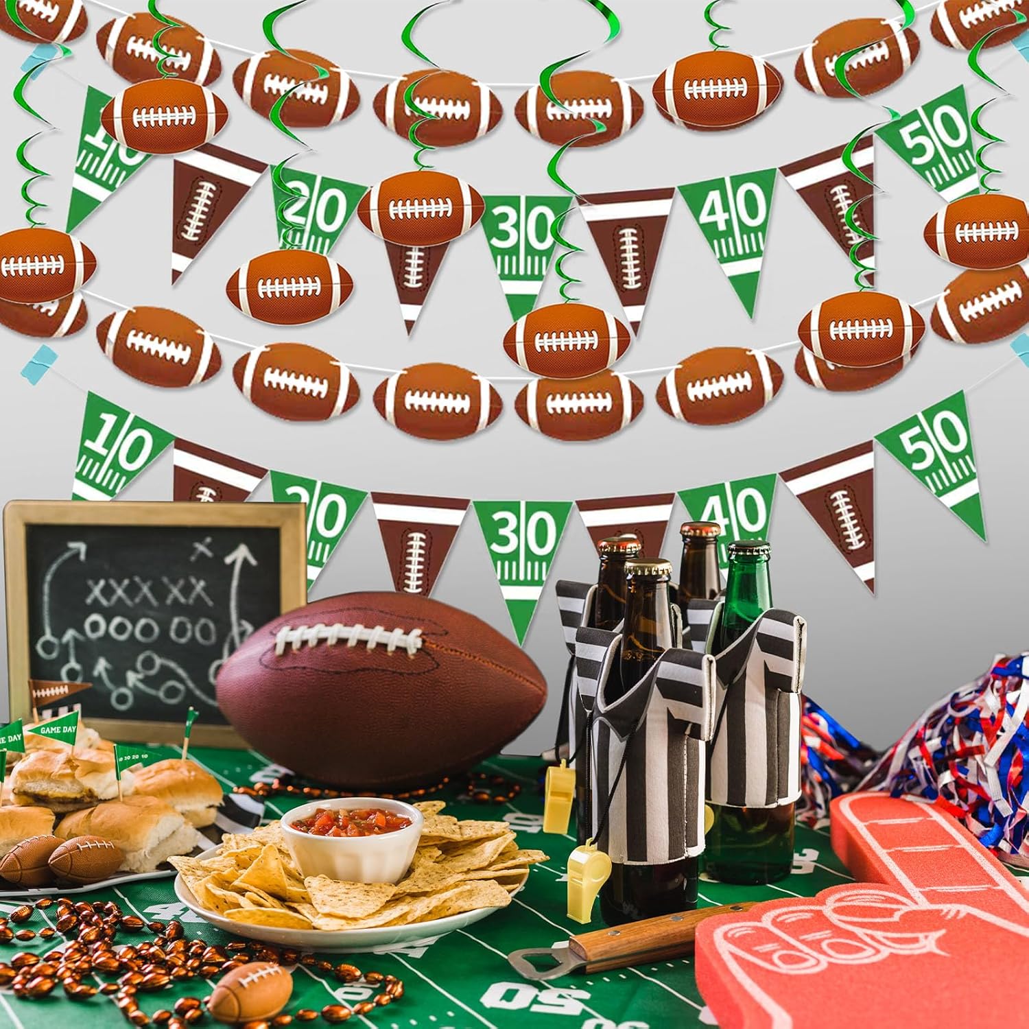 5 Serving Football Party Decorations Set
