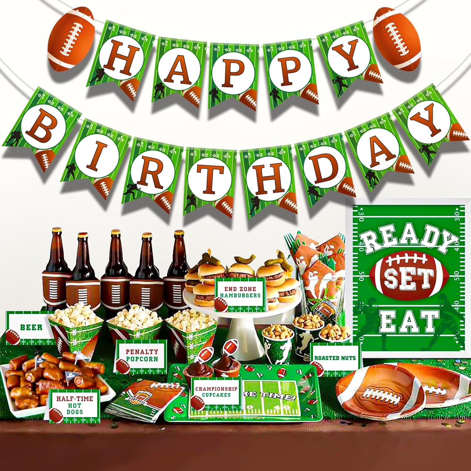 Grevosea Football Birthday Banner Party Decorations