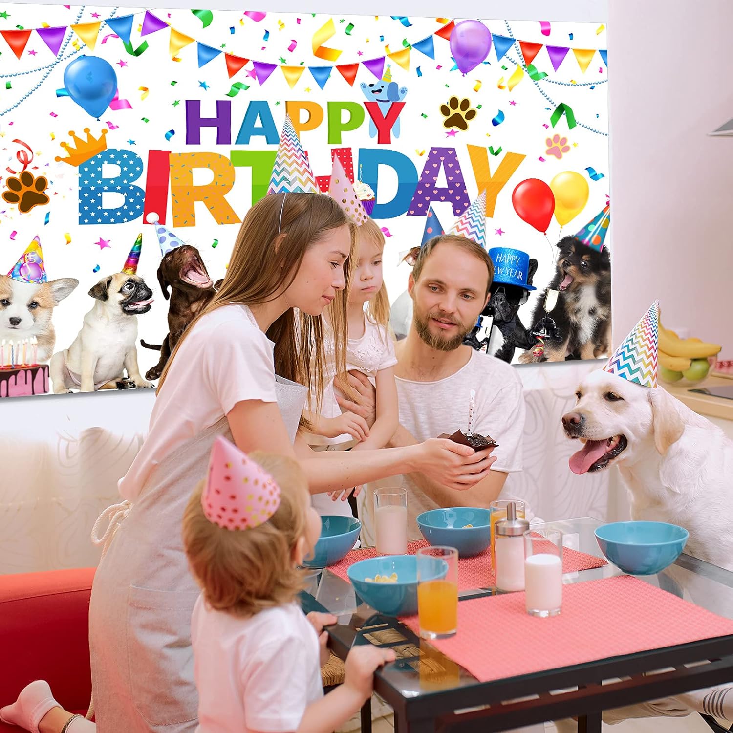 Tatuo Dog Happy Birthday Backdrop Banner