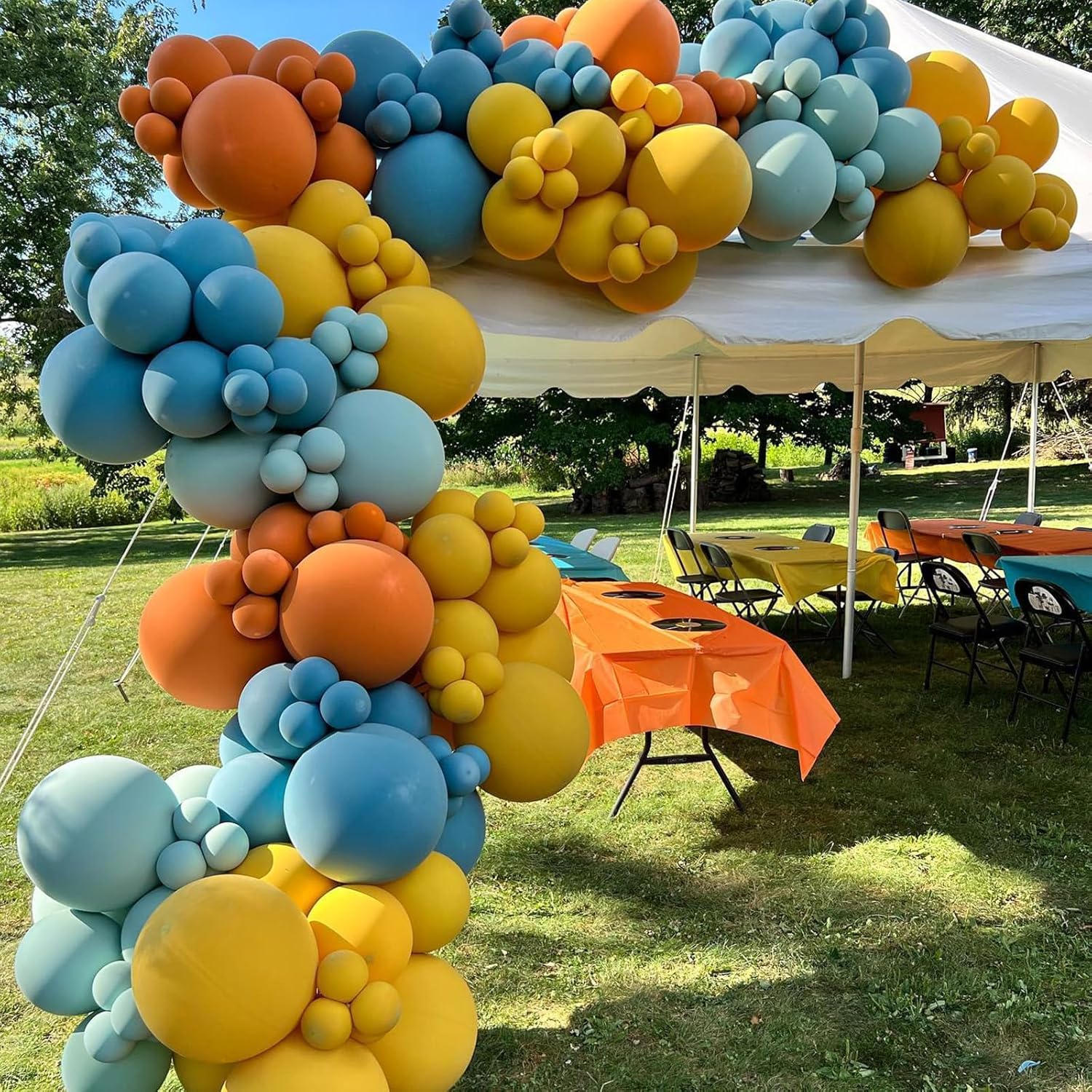 Retro Blue Yellow Orange Balloons 12 Inch Party Decoration