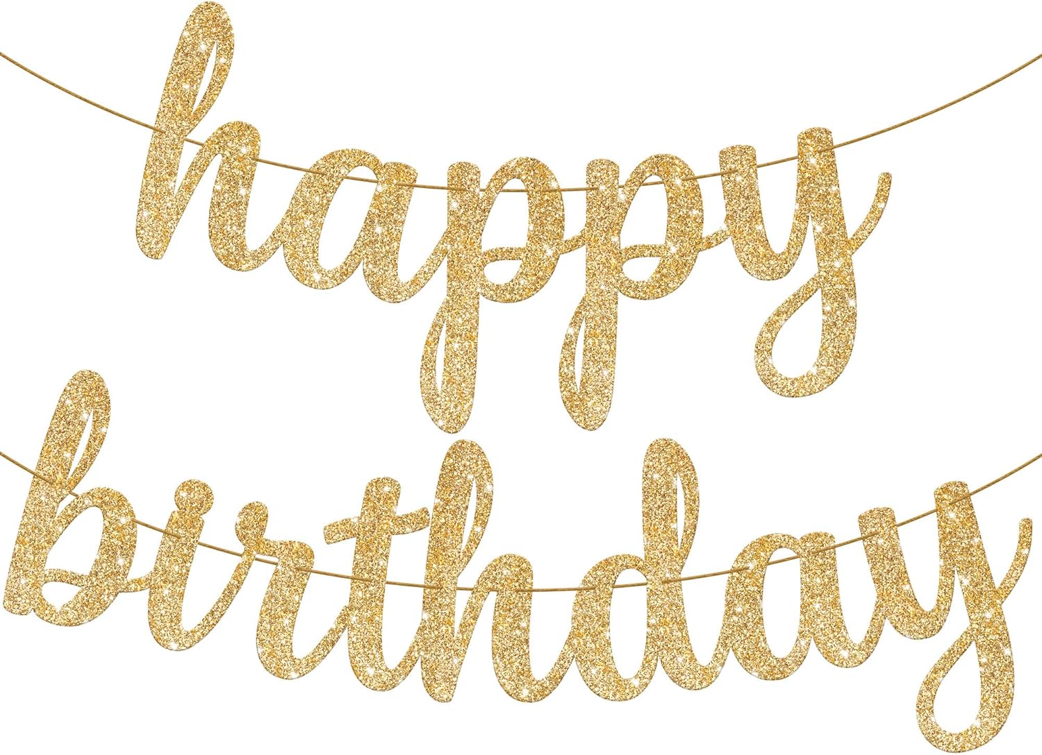 KatchOn Gold Happy Birthday Banner 10 Feet Pre-Strung