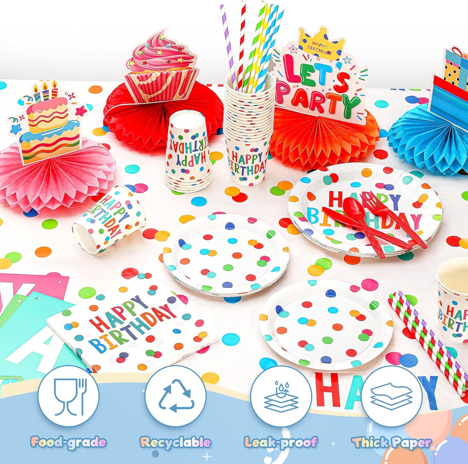 Happy Birthday Decorations 170pcs Party Supplies Kit