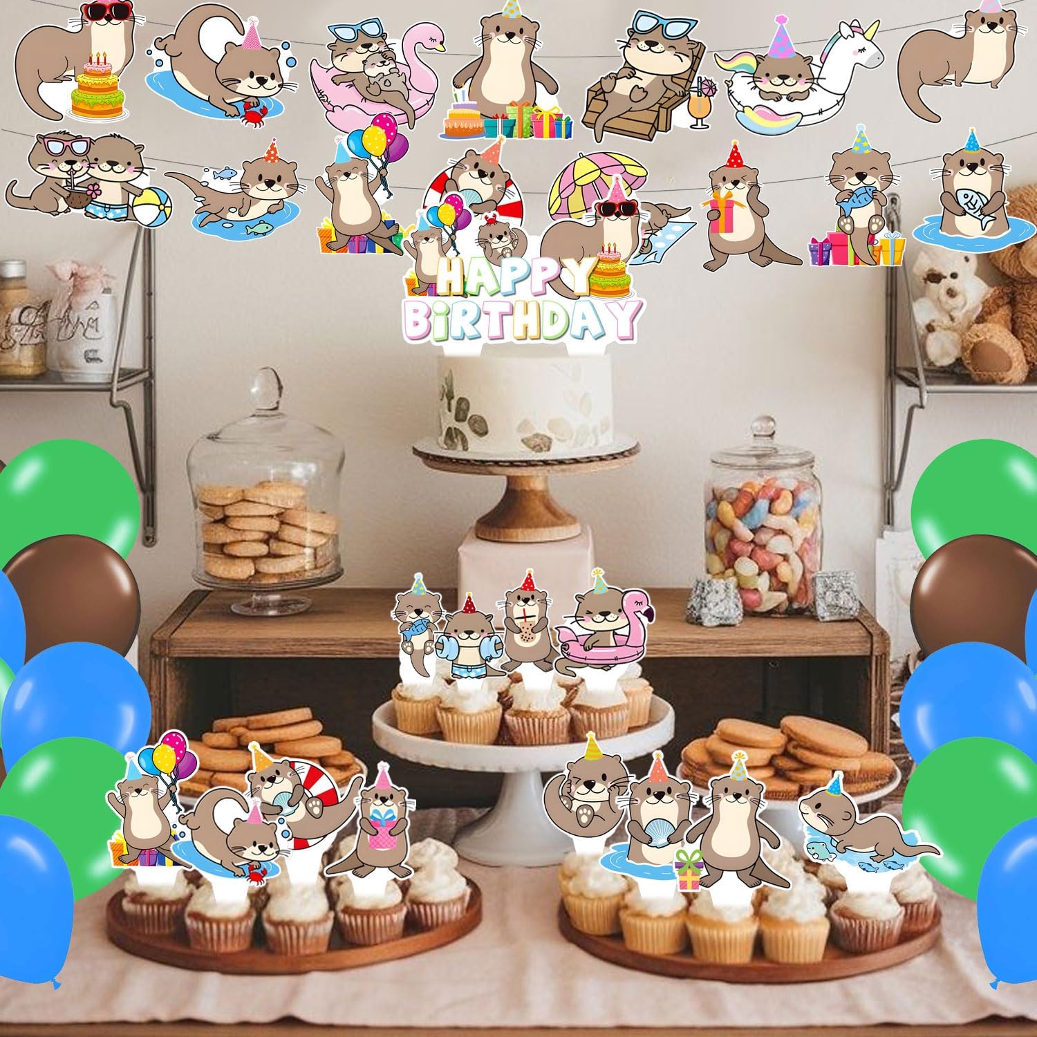 59 Pcs Otter Birthday Party Decor Set