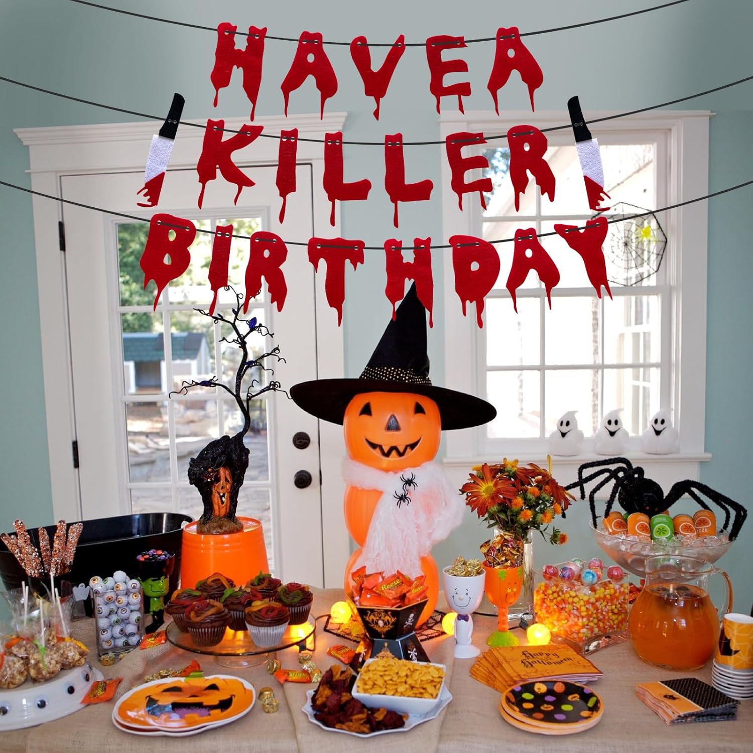 Scary Halloween Birthday Banner Decorations