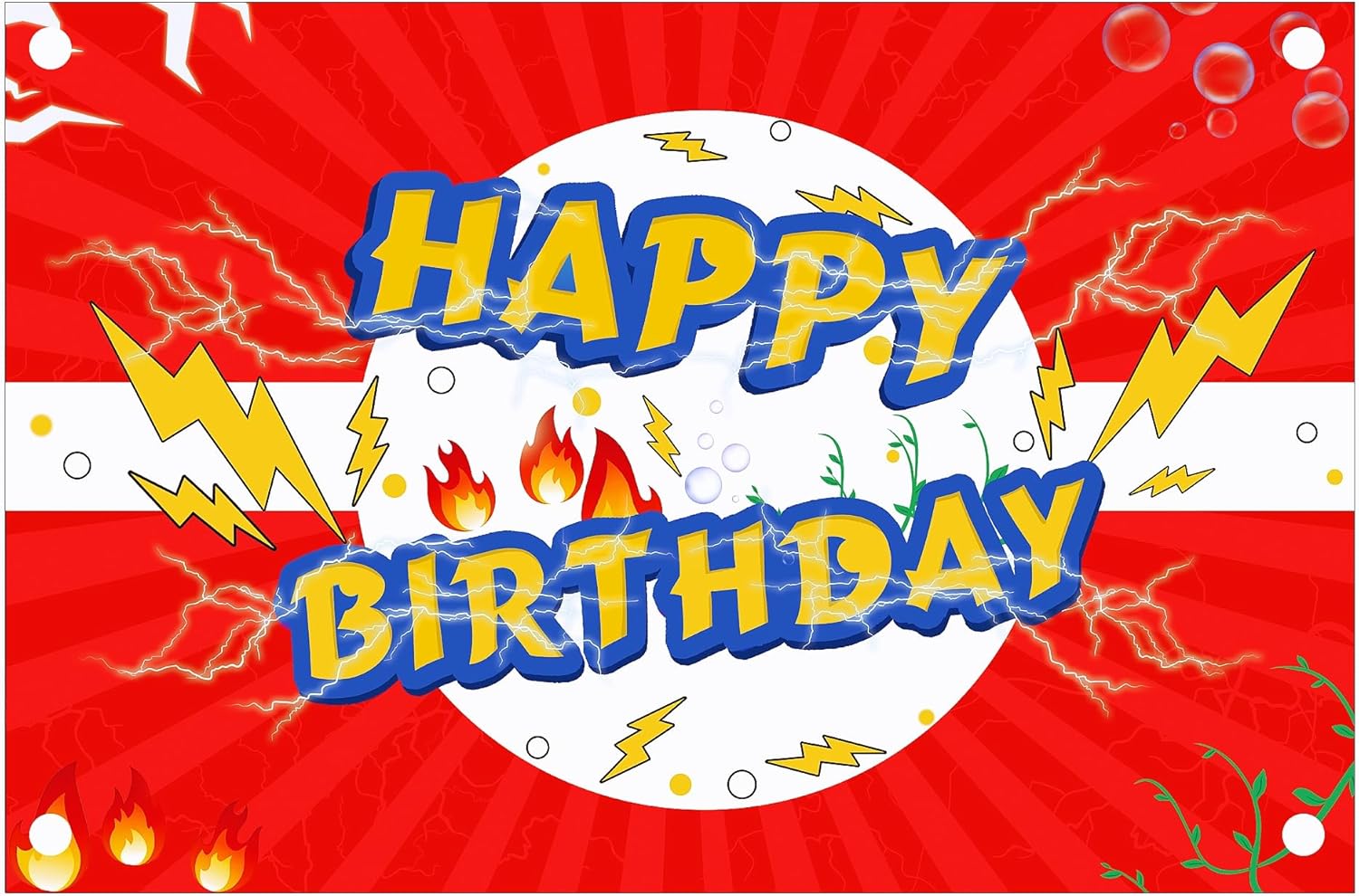 Red Lightning Birthday Party Decorations Banner Backdrop